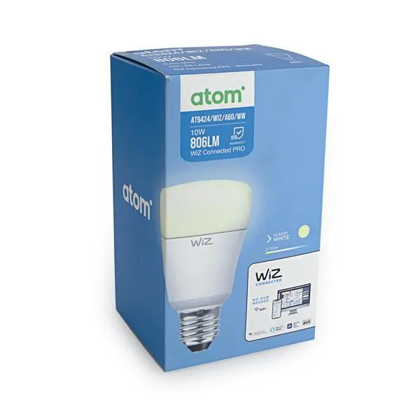 10w LED E27 A60 Globe Warm White 2700k AT9424/WIZ/A60/WW Dimmable