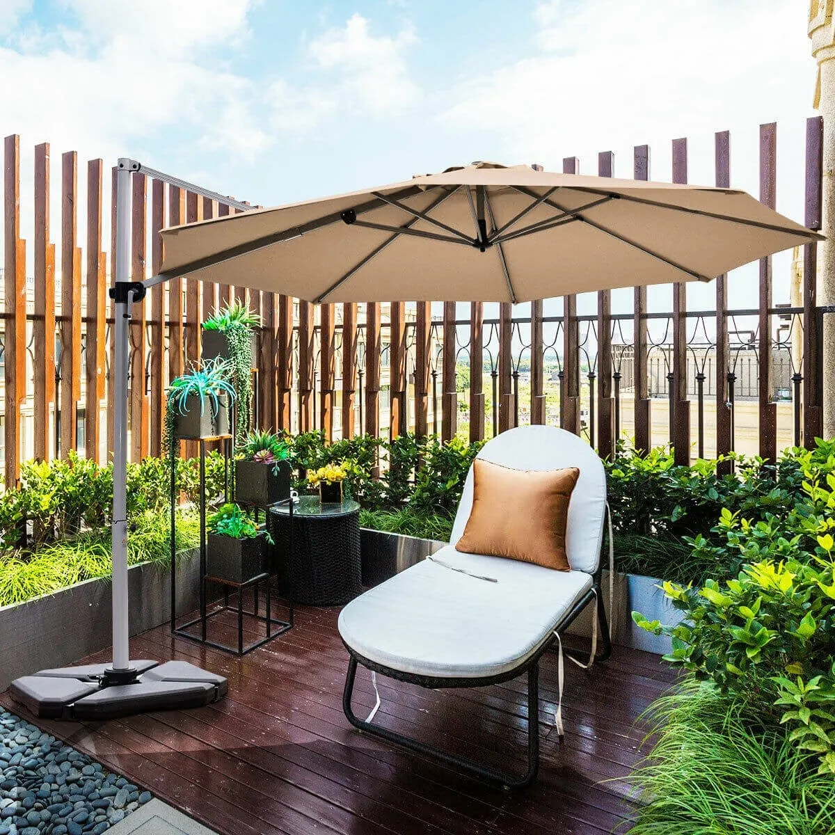 11ft Patio Offset Cantilever Umbrella - Beige