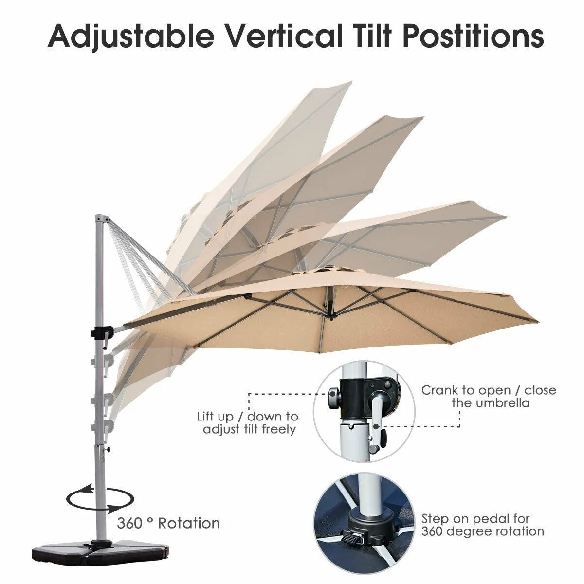 11ft Patio Offset Cantilever Umbrella - Beige