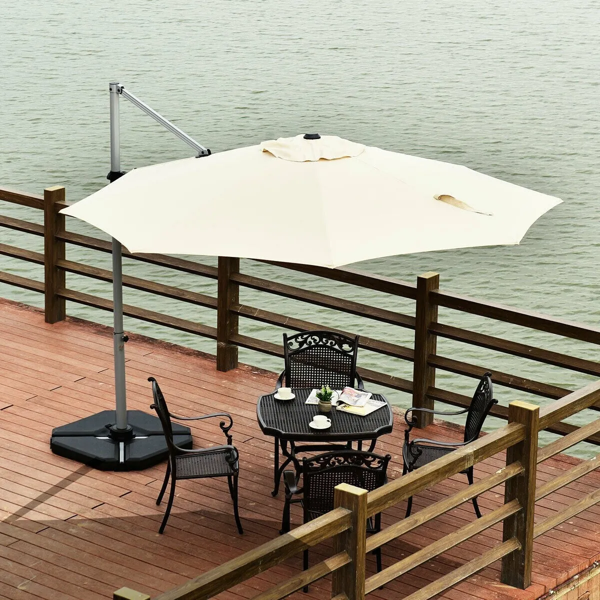 11ft Patio Offset Cantilever Umbrella - Beige