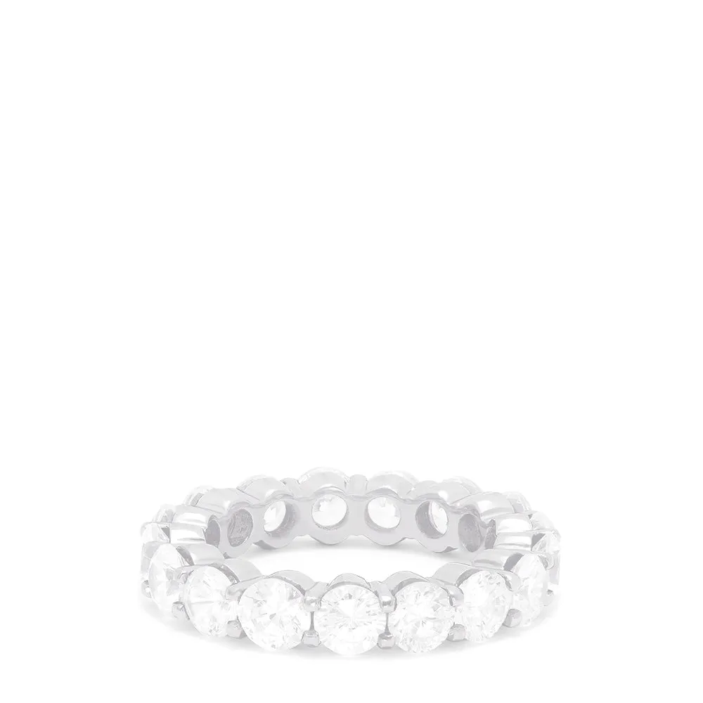 14K White Gold Prong Set Diamond Eternity Band, 4.00 TCW