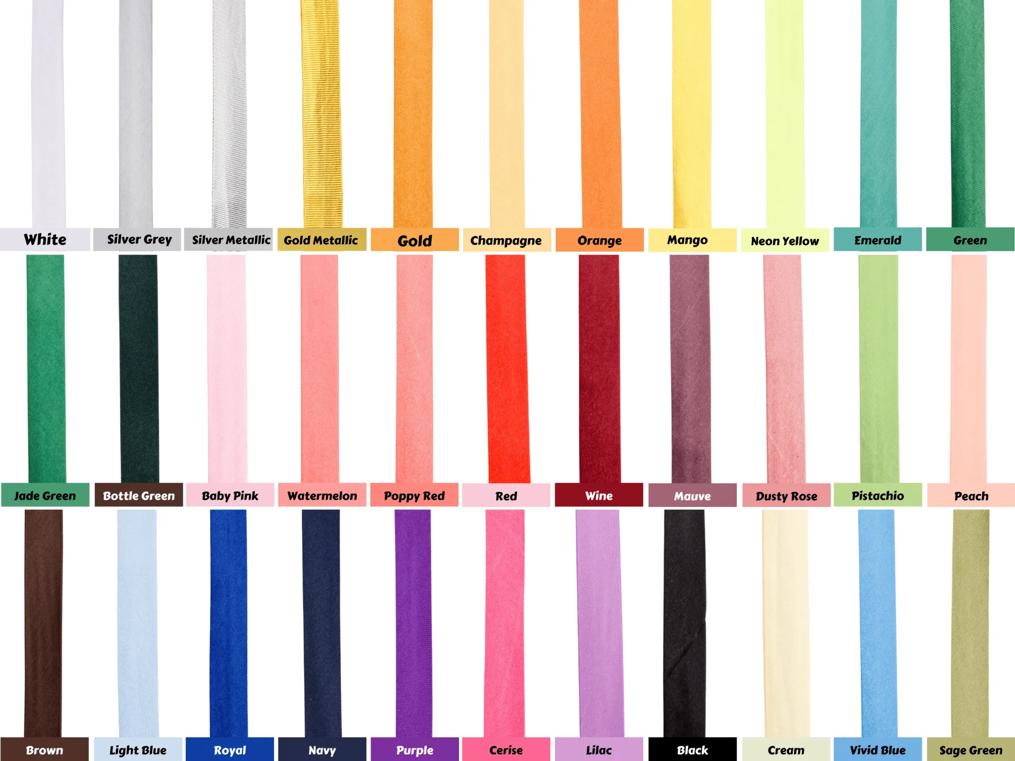 15 mm Satin Bias Tape/ Single Folded / 10 yards pack