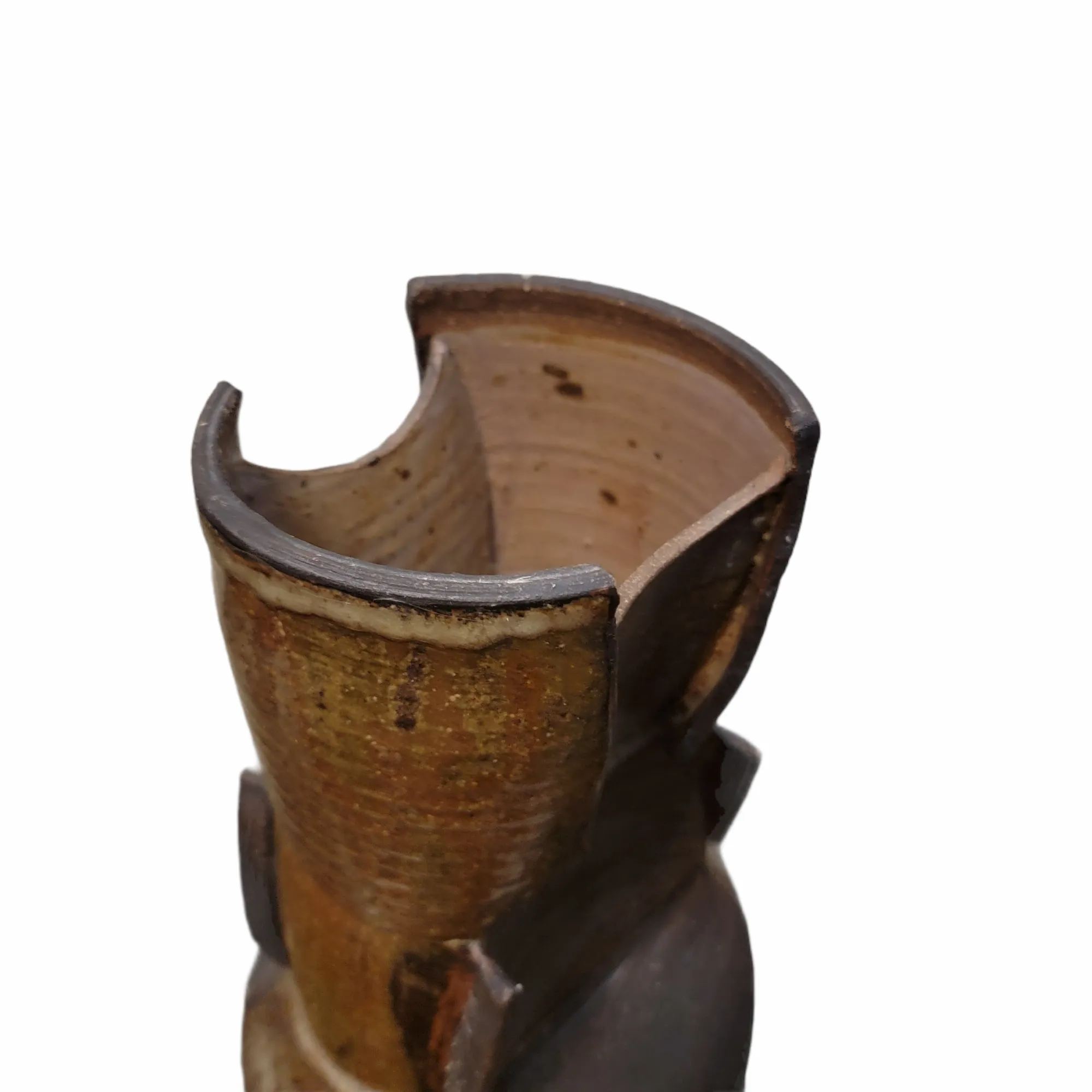17” Signed Mid-Century Hand Built Brutalist Art Pottery Vase