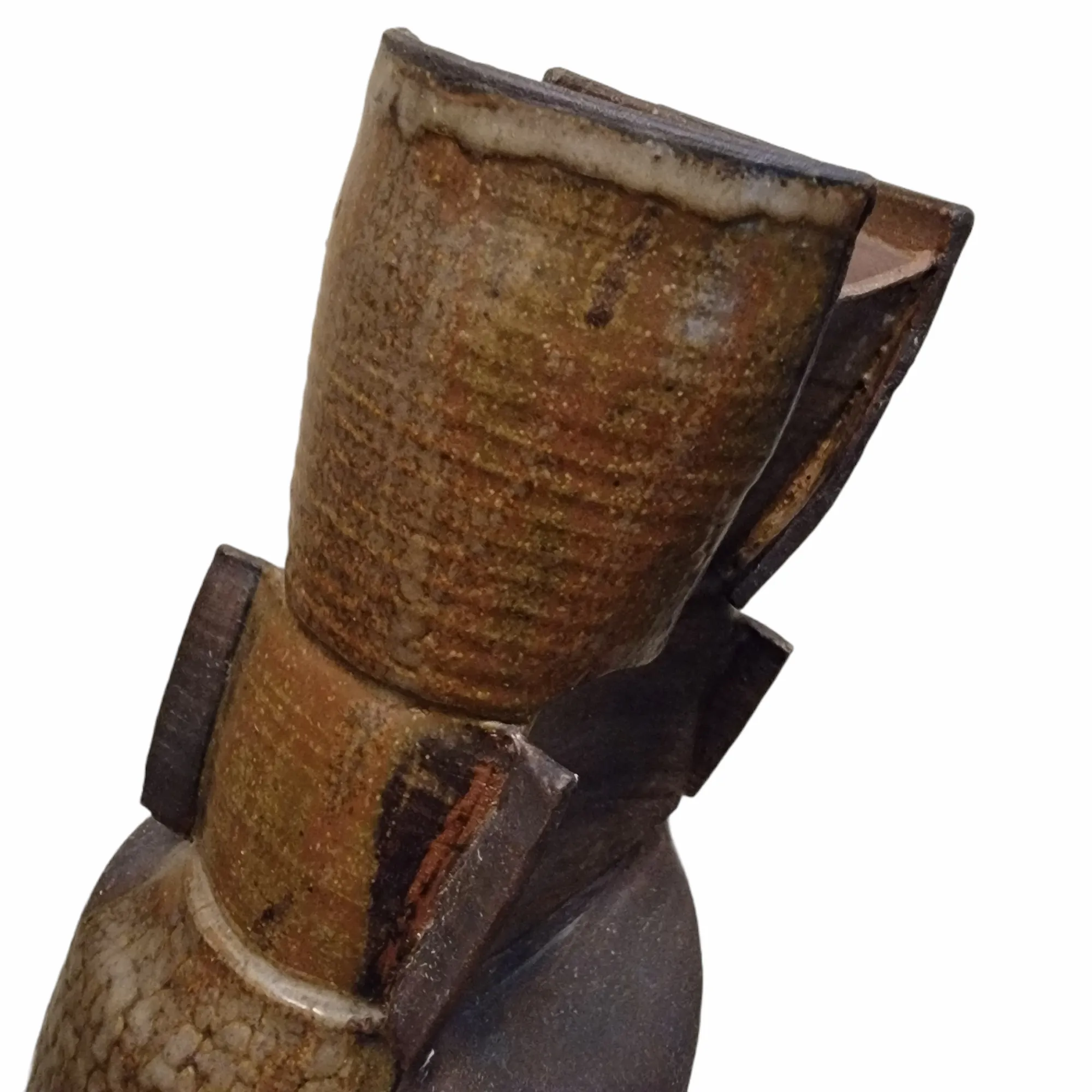 17” Signed Mid-Century Hand Built Brutalist Art Pottery Vase