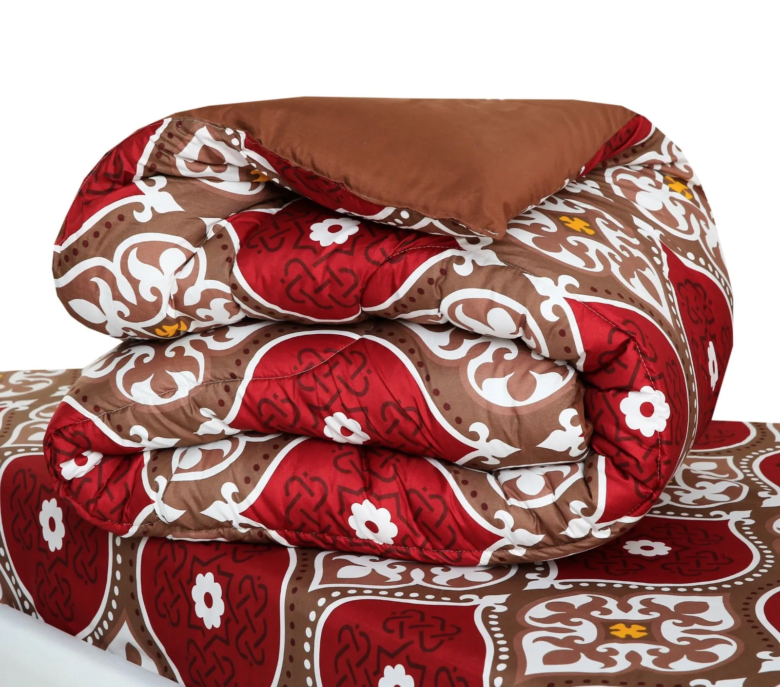 8 PCs Winter Comforter Set-14931Brown Crown