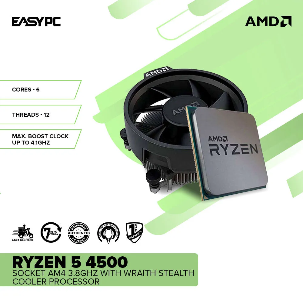 AMD Ryzen 5 4500 Socket Am4 3.6GHz with wraith stealth cooler MPK processor