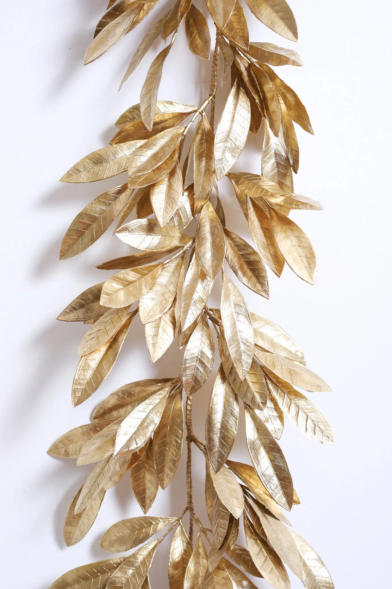 Antiqued Gold Bay Leaf Christmas Holiday Front Door Garland Table Runner