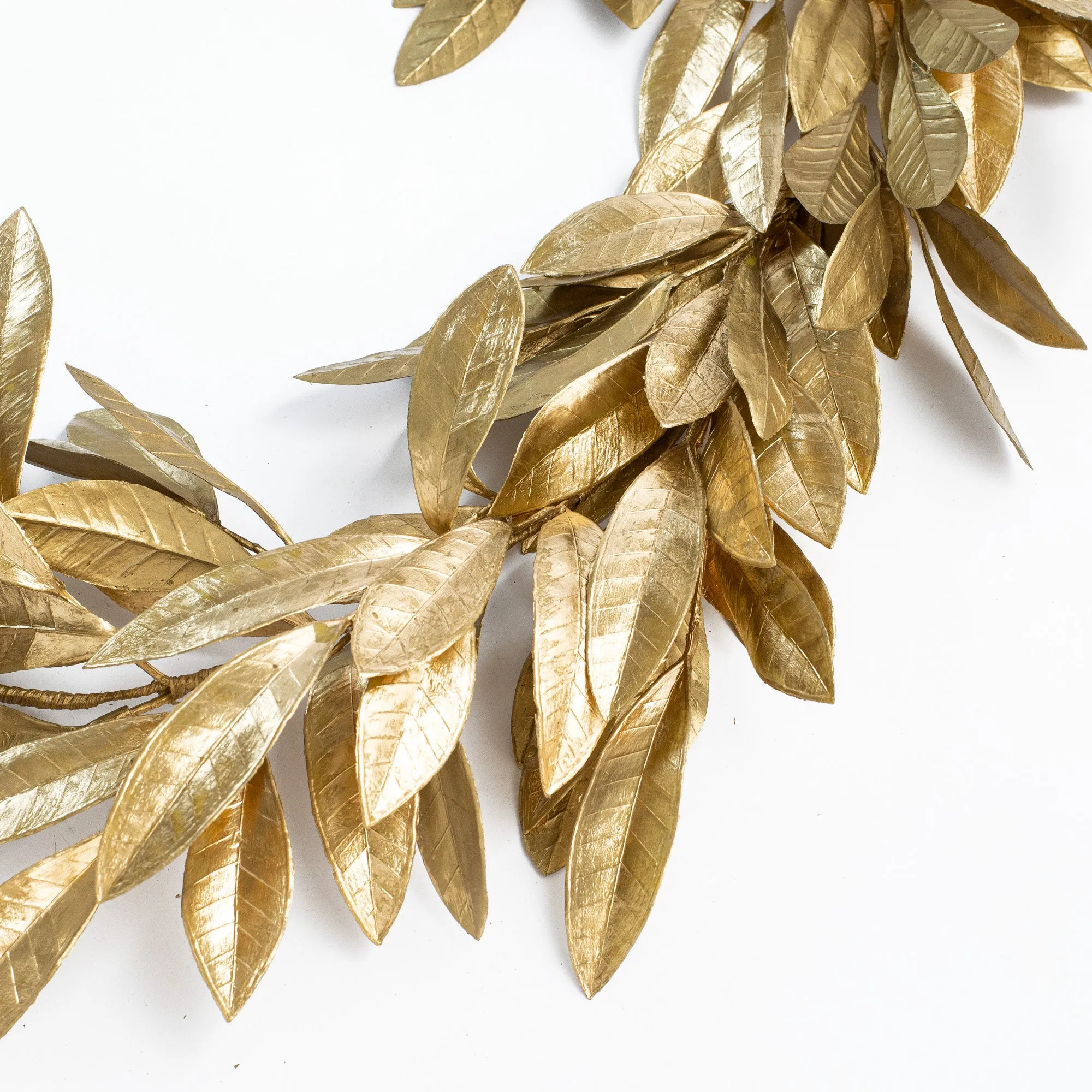 Antiqued Gold Bay Leaf Christmas Holiday Front Door Garland Table Runner