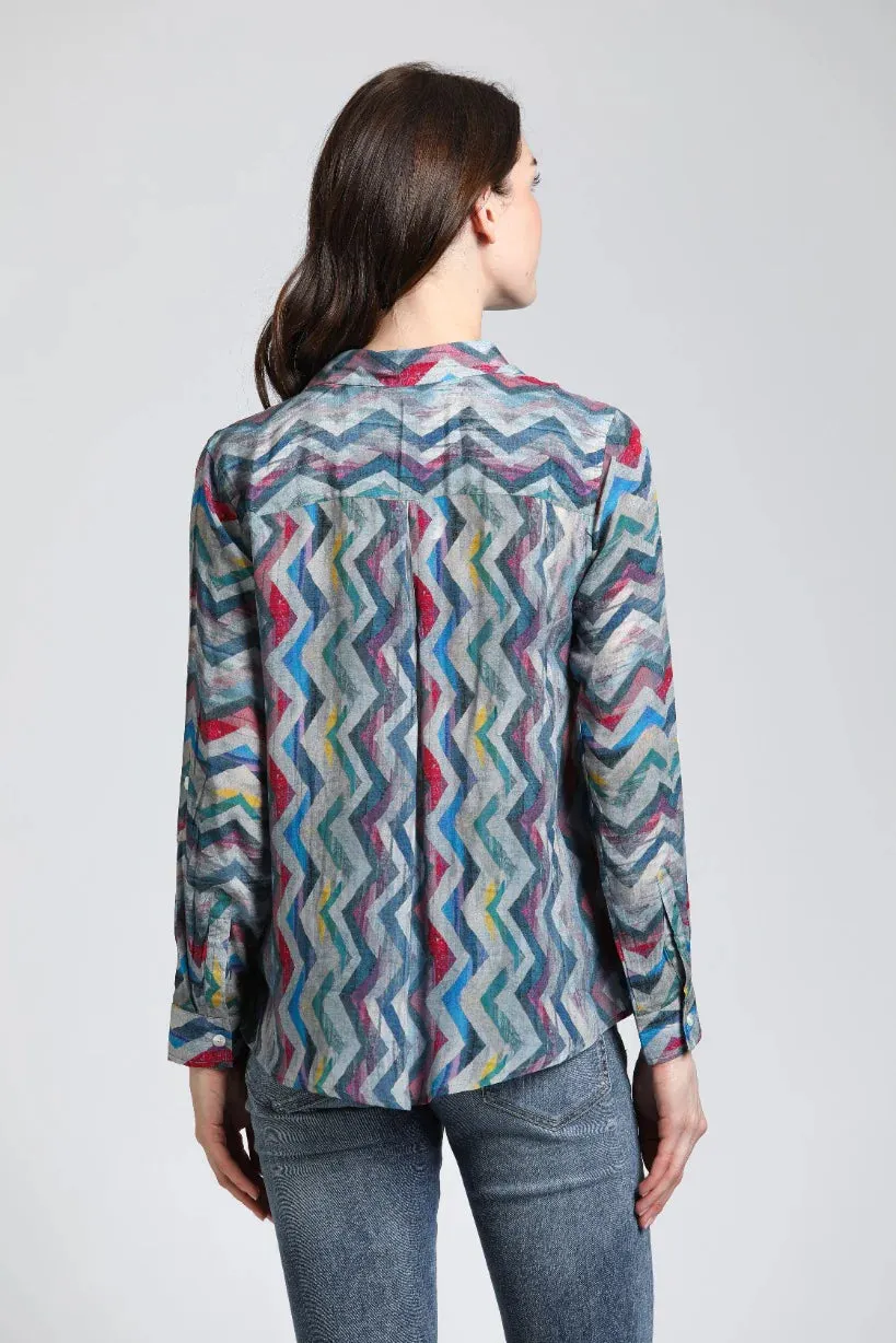 AP NY BUTTON-UP TOP ROLL-UP SLEEVE - MULTI - B52PB663DNC