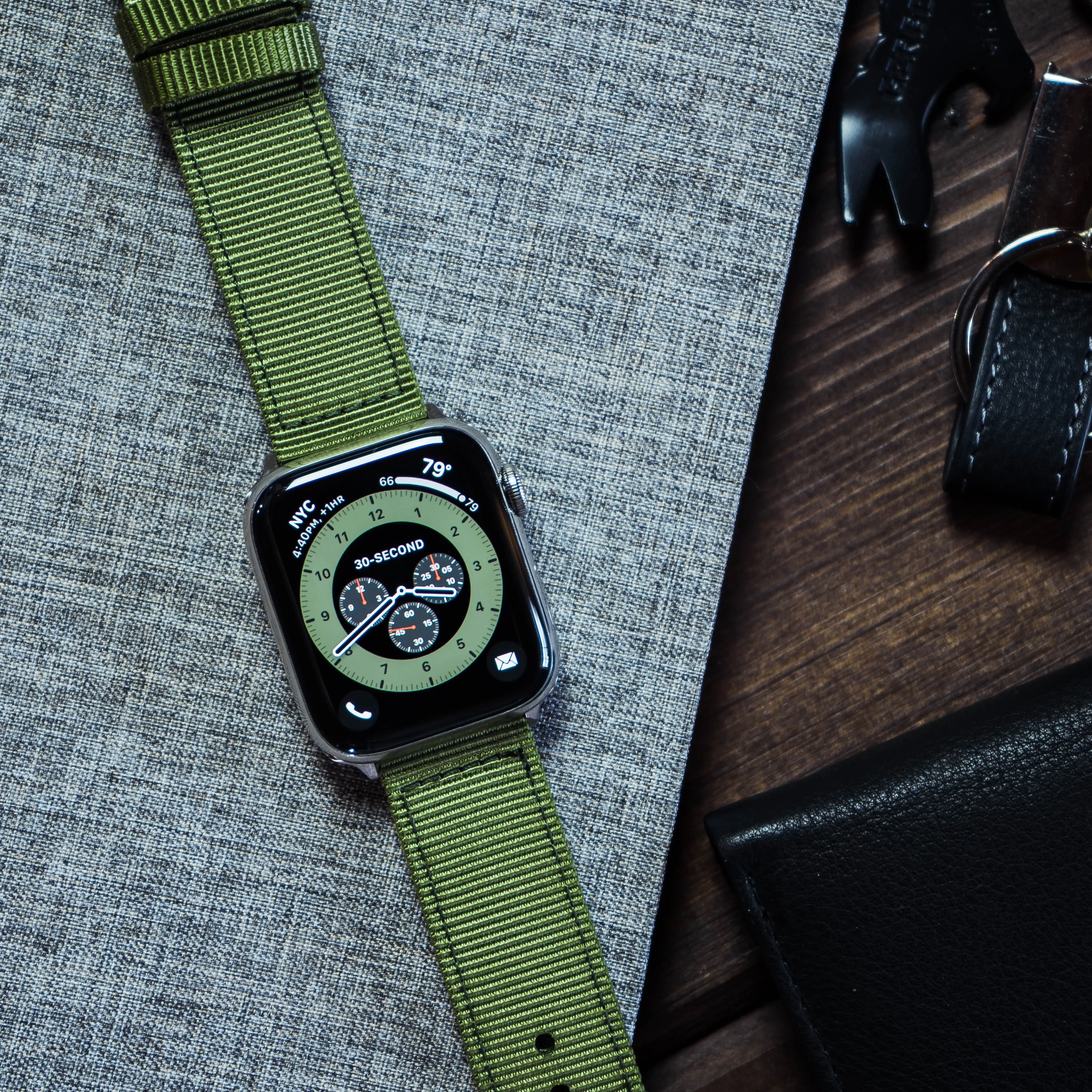 Apple Watch Two Piece NATO® Style Army Green Watch Band