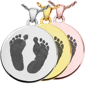 B&B Two Footprints/Handprint Round Pendant