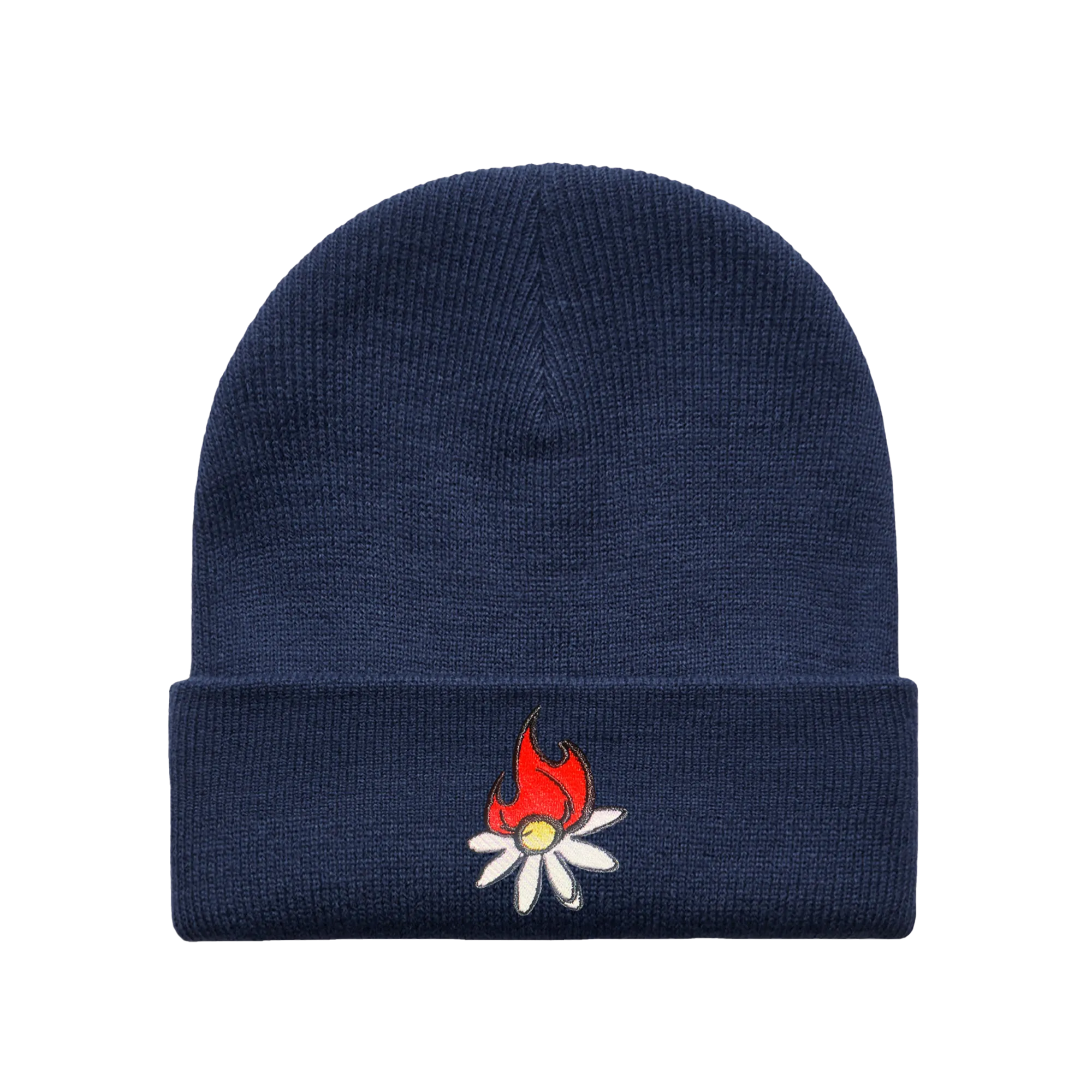 Burning Daisy Navy Beanie