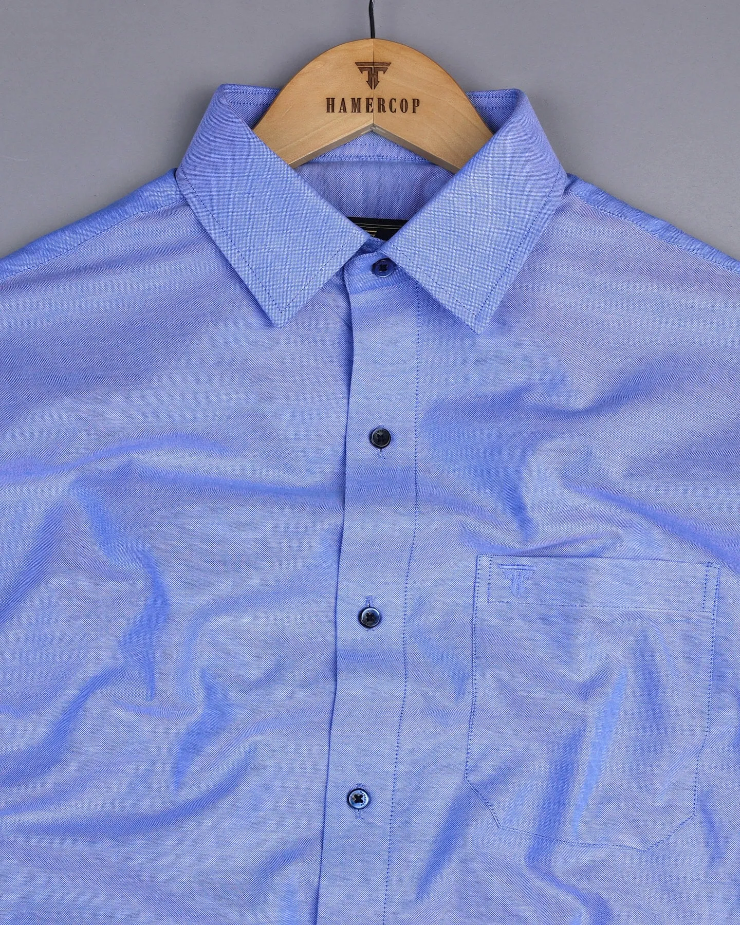 Carolina Blue Solid Oxford Cotton Formal Shirt