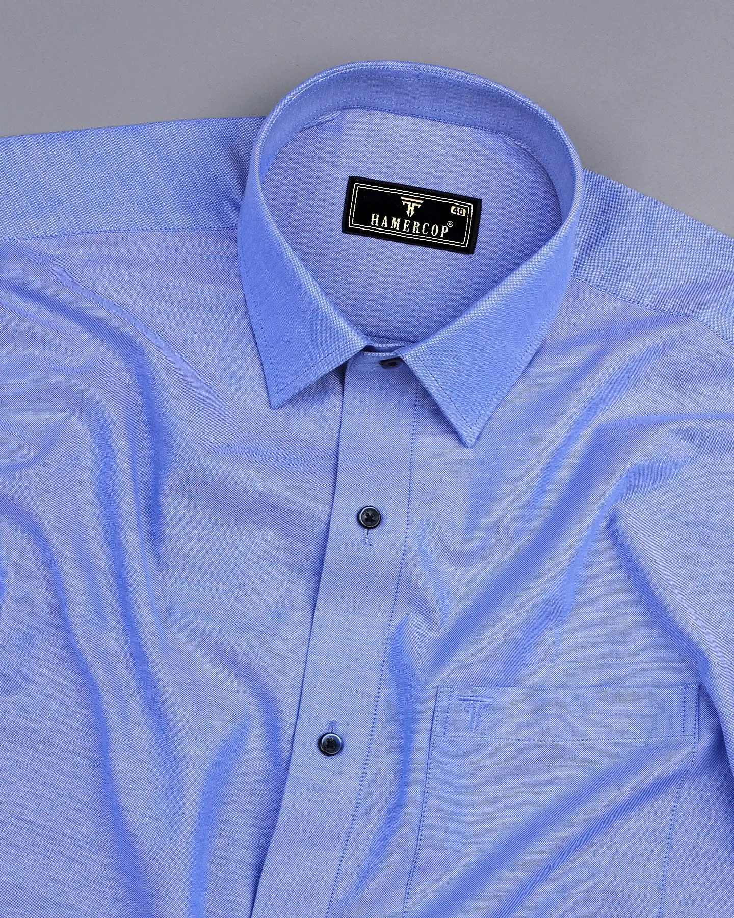Carolina Blue Solid Oxford Cotton Formal Shirt