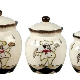 Chef 3 Piece Kitchen Canister Set Lorren Home Trends
