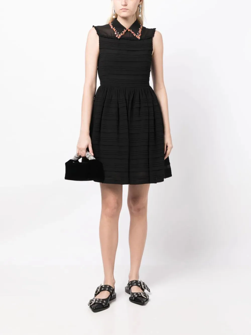 Collar-Embellished Sleeveless Dress