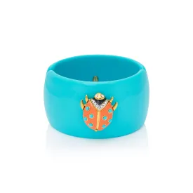 Coral Ladybug Cuff Bracelet