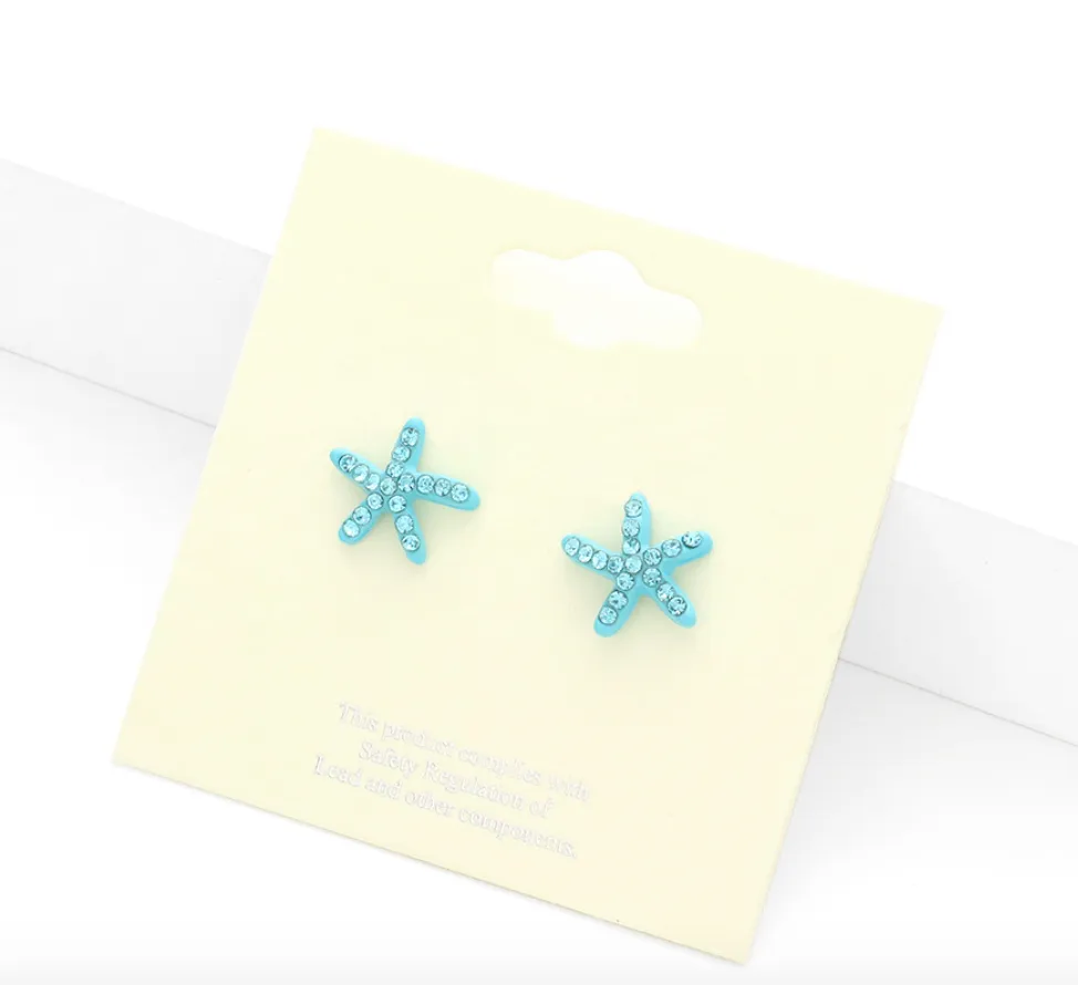 Crystal Starfish Stud Earrings (4 Colors)
