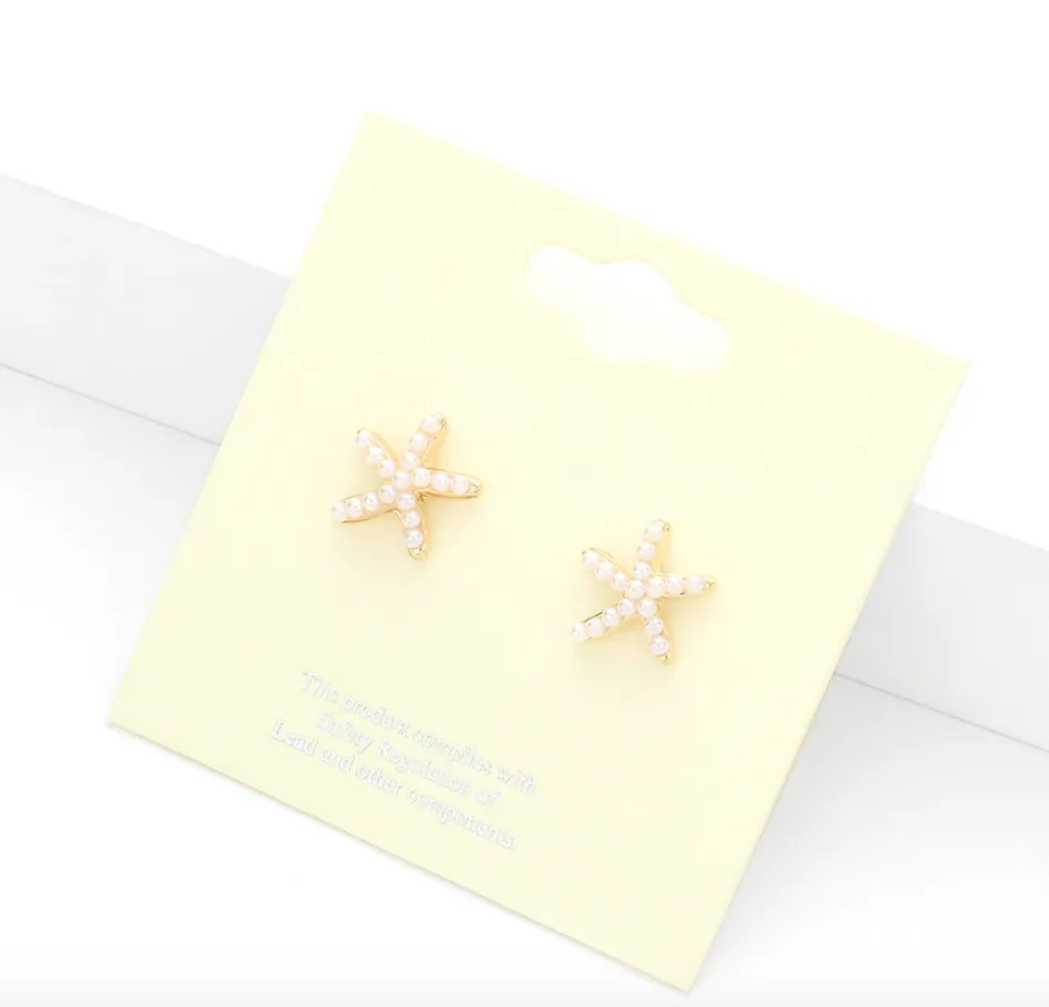 Crystal Starfish Stud Earrings (4 Colors)