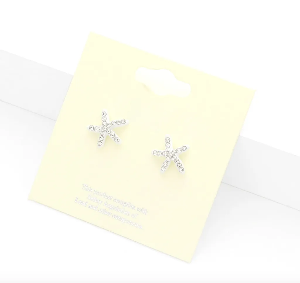 Crystal Starfish Stud Earrings (4 Colors)
