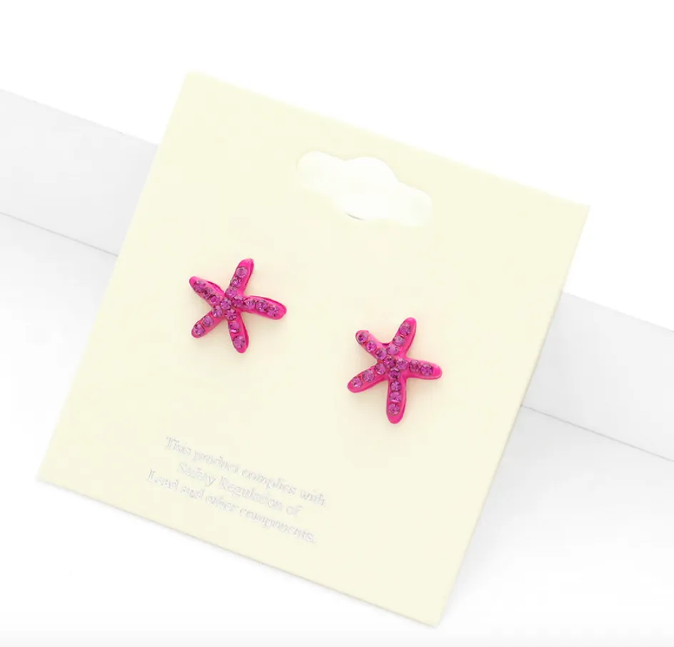 Crystal Starfish Stud Earrings (4 Colors)