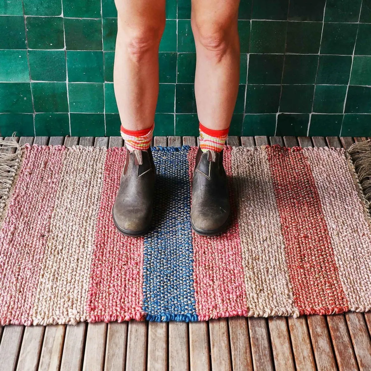 Cupid Stripe Jute Floor Mat One Size