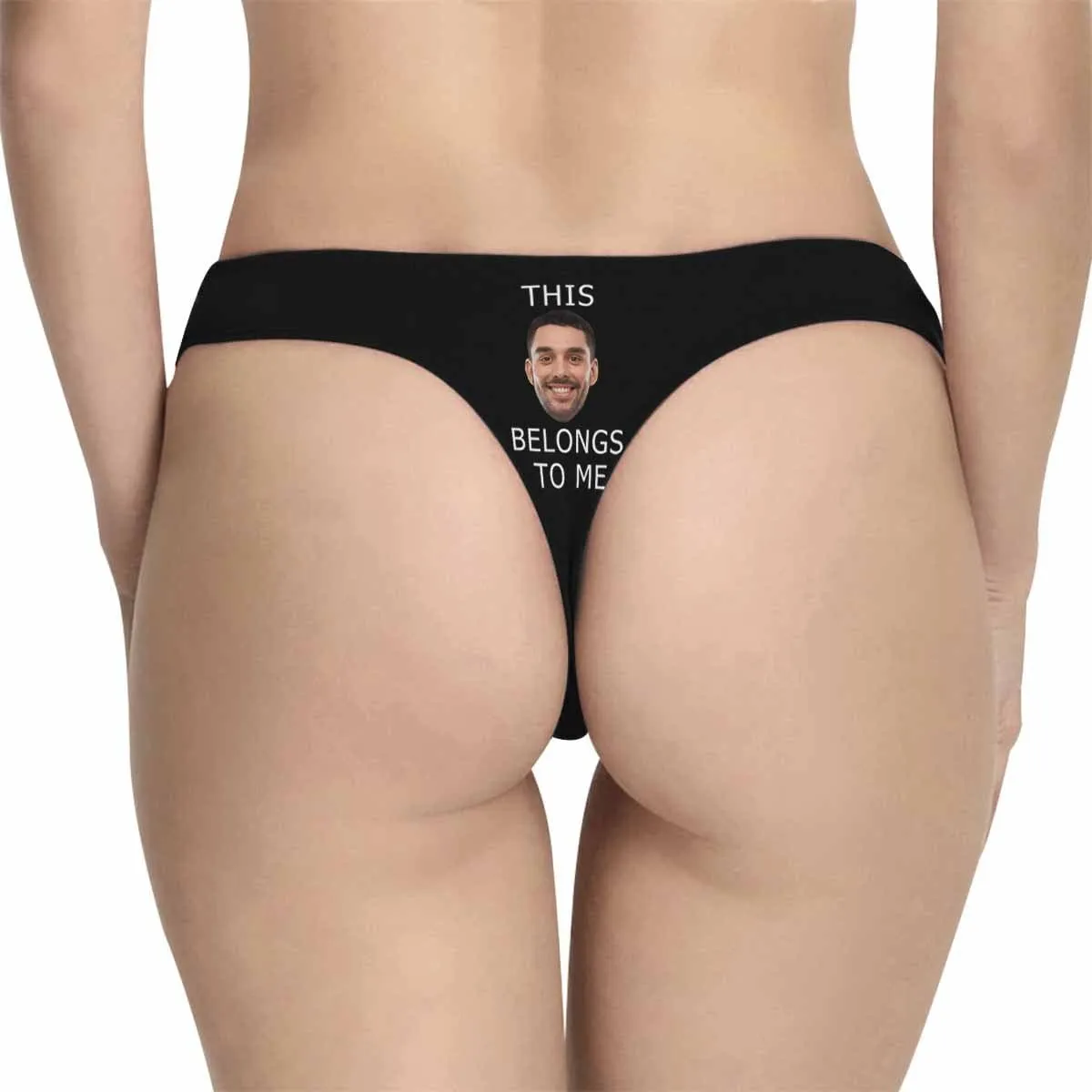 Custom Boyfriend Face Underwear for Her Personalized Intimate Apparel Belongs To Me Women's Lingerie Classic Thongs