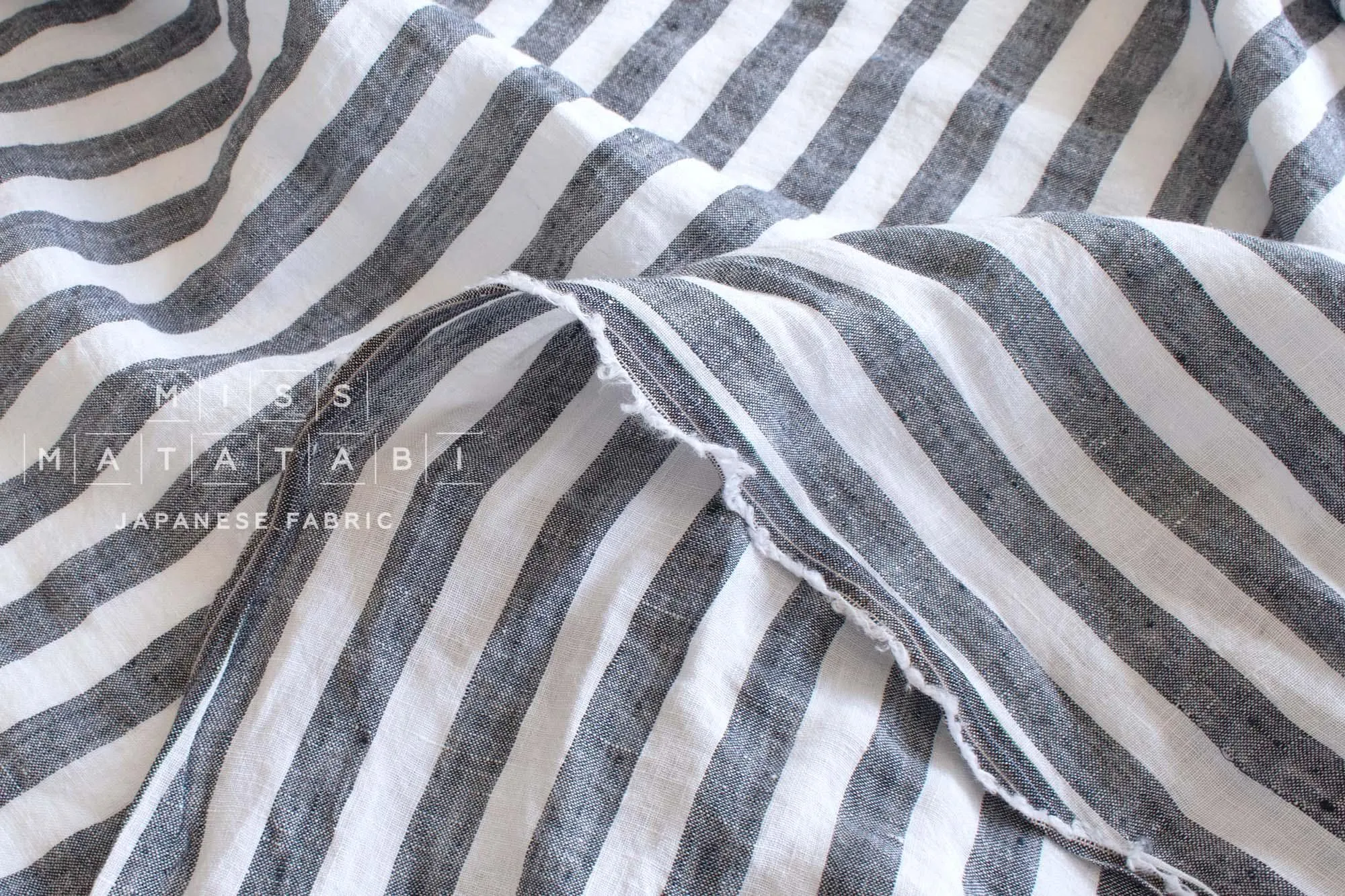 DEADSTOCK Shokunin Collection Azumadaki Linen Stripes - navy