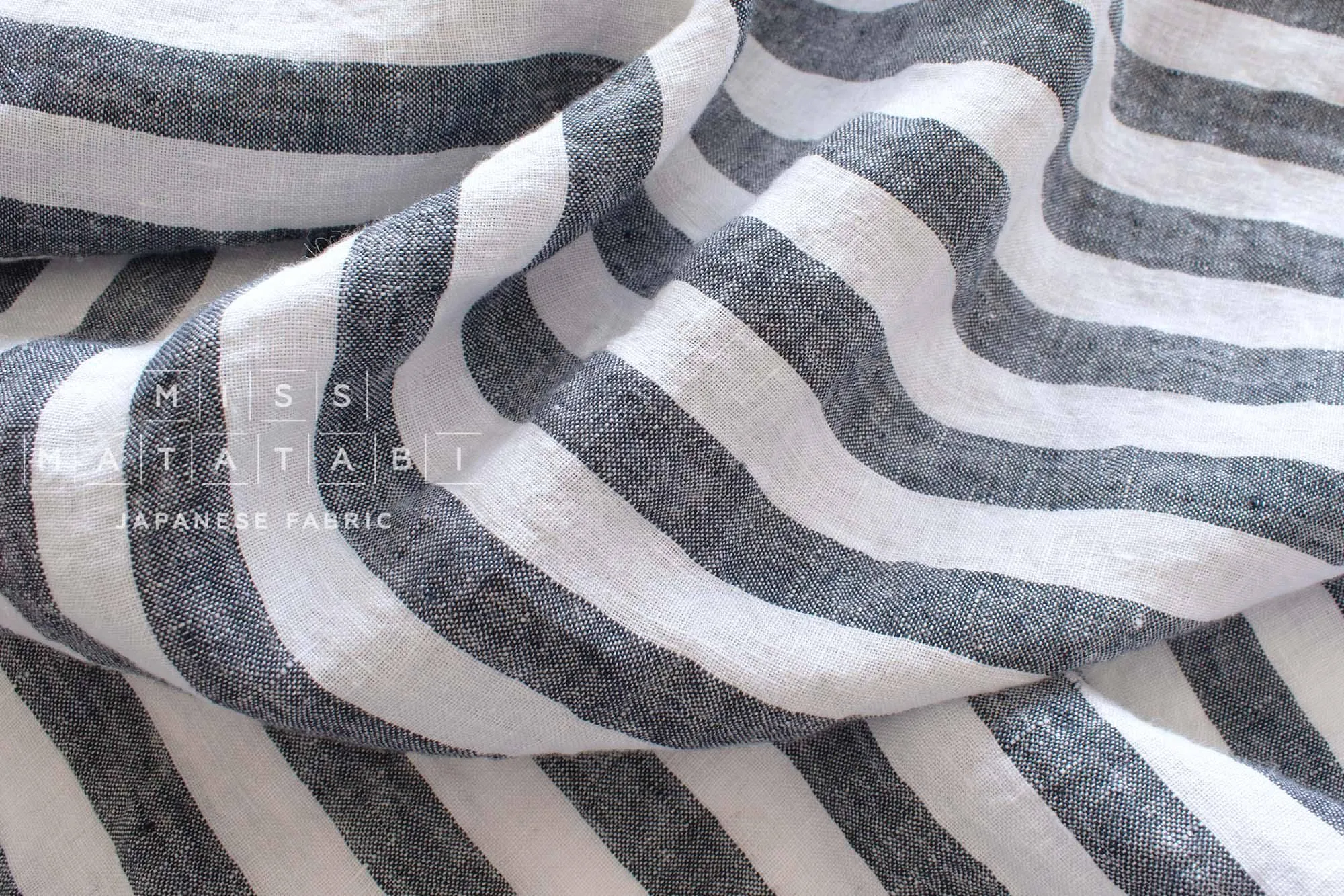 DEADSTOCK Shokunin Collection Azumadaki Linen Stripes - navy