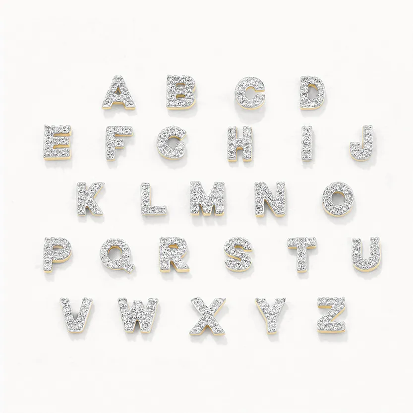 Diamond Letter M Single Stud Earring in 10k Gold