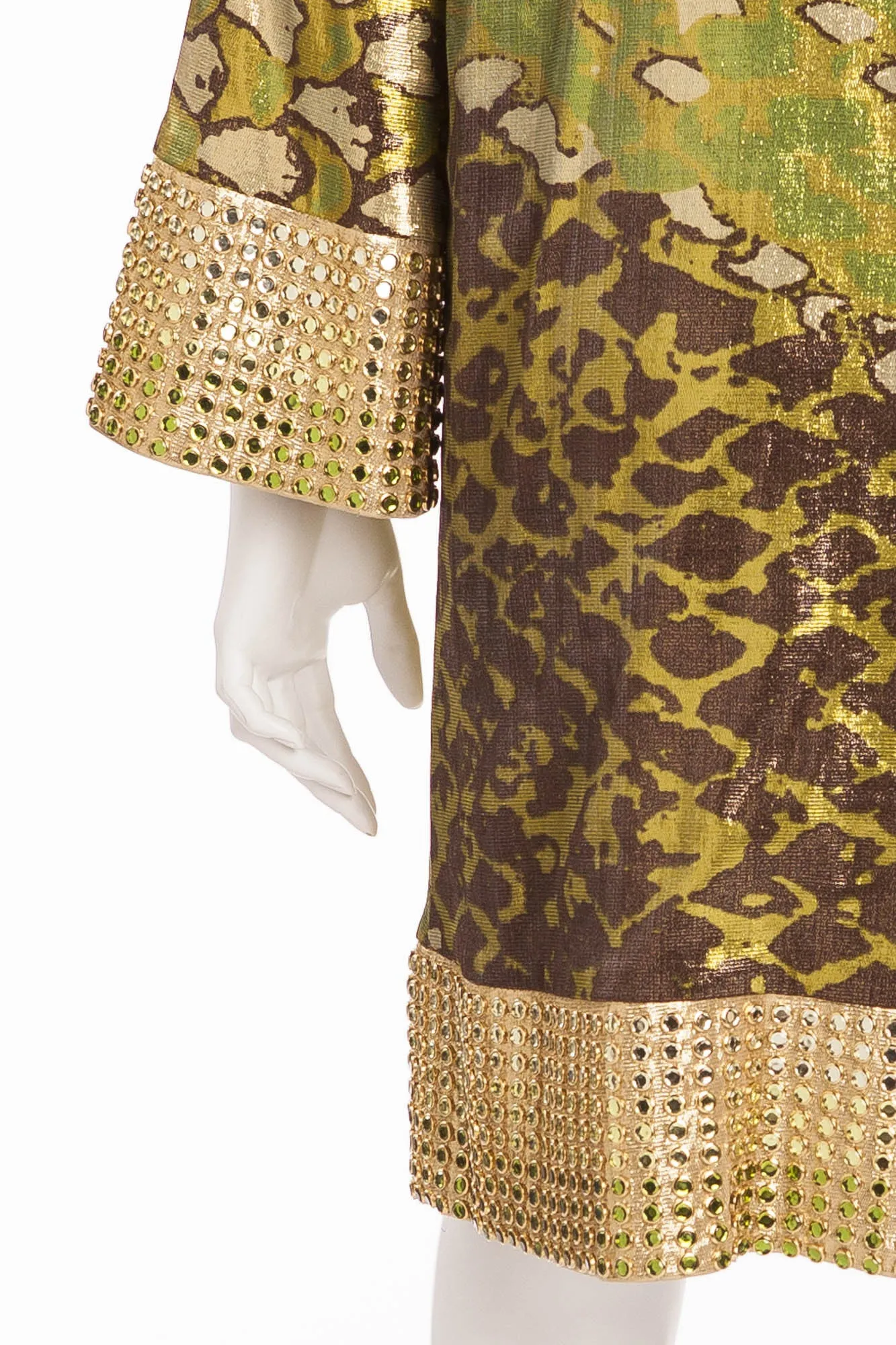 Diane Von Furstenburg - Green Metallic Leopard Green Print Rhinestone Dress  - US 6