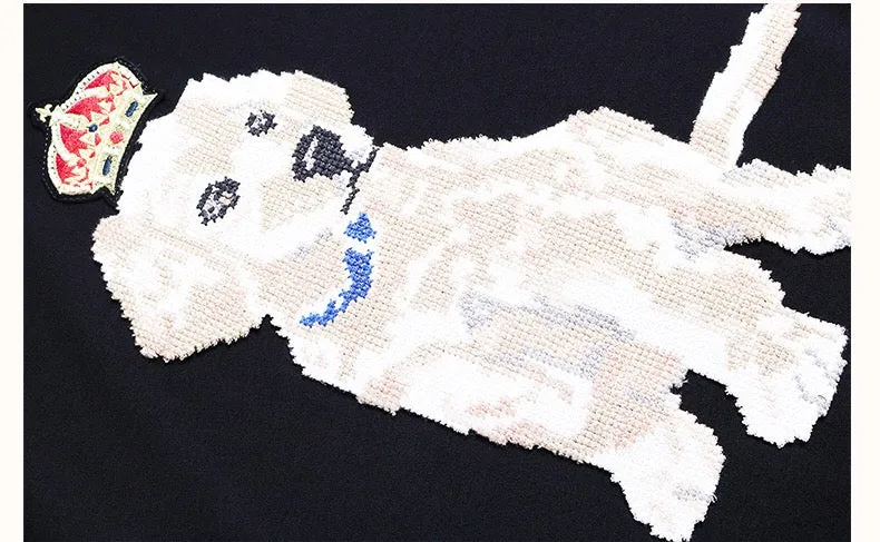 Dog Embroidered T-Shirt Dress