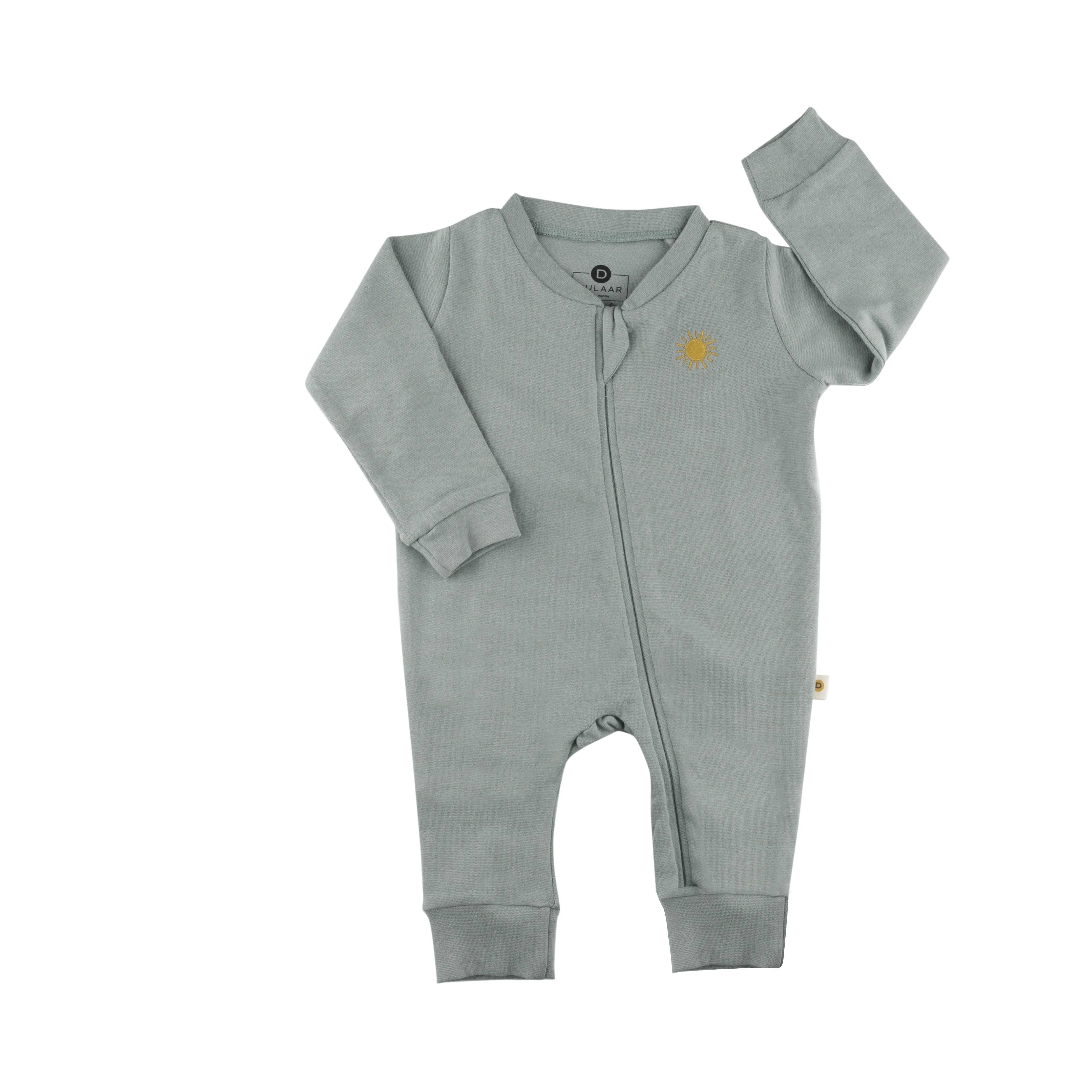 Dulaar Organic Ribbed Cotton Bodysuit - Natural Sage