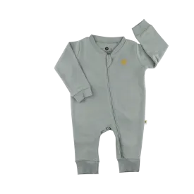 Dulaar Organic Ribbed Cotton Bodysuit - Natural Sage