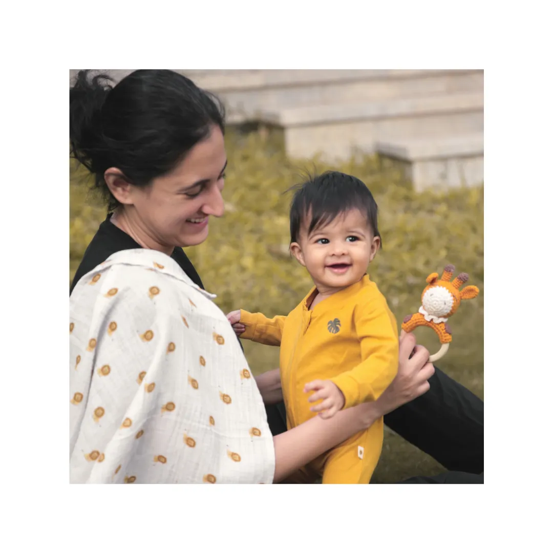 Dulaar Organic Ribbed Cotton Bodysuit - Sunny Mustard
