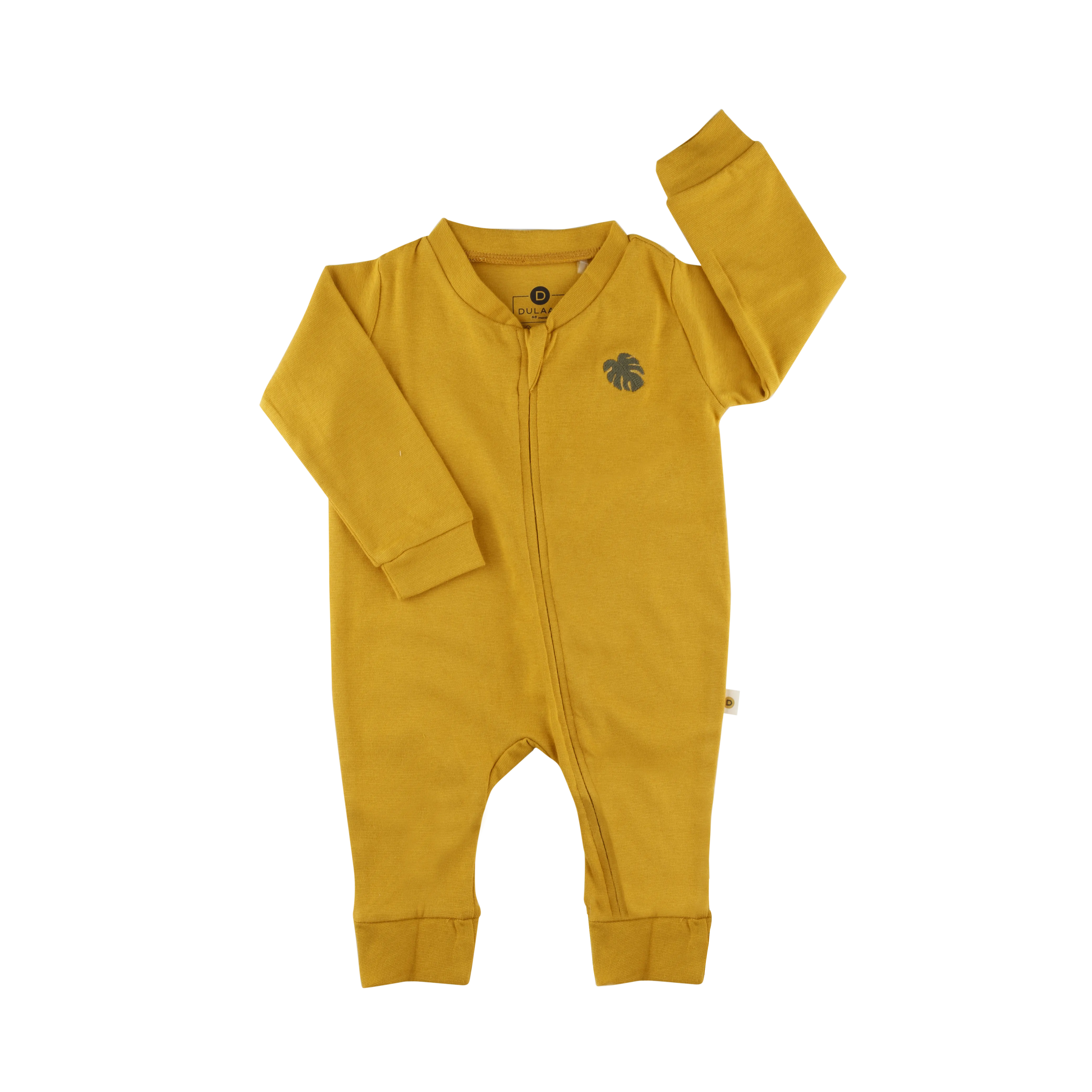 Dulaar Organic Ribbed Cotton Bodysuit - Sunny Mustard