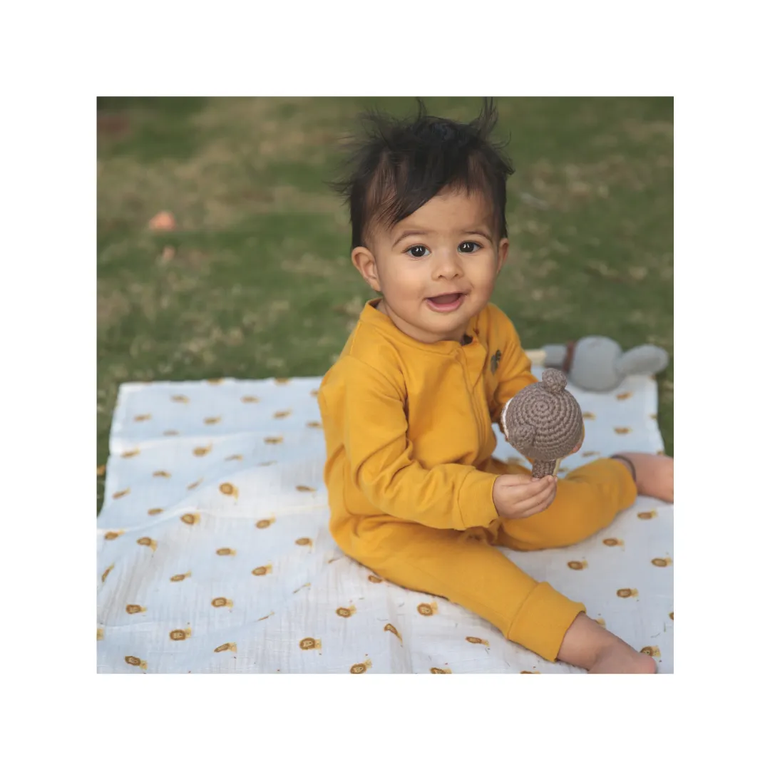 Dulaar Organic Ribbed Cotton Bodysuit - Sunny Mustard
