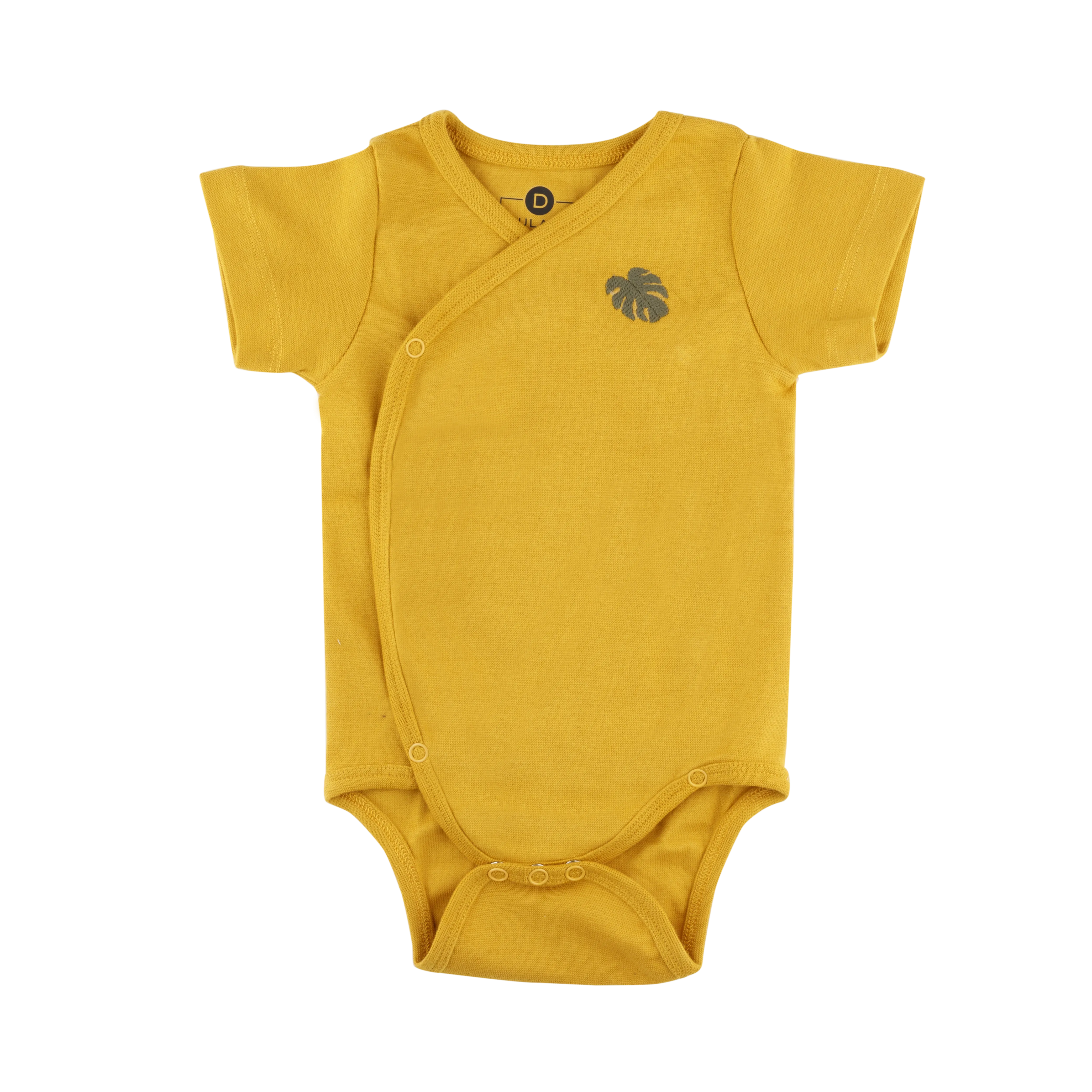 Dulaar Organic Ribbed Cotton Onesie (Set of 2) - Sunny Mustard   Natural Sage