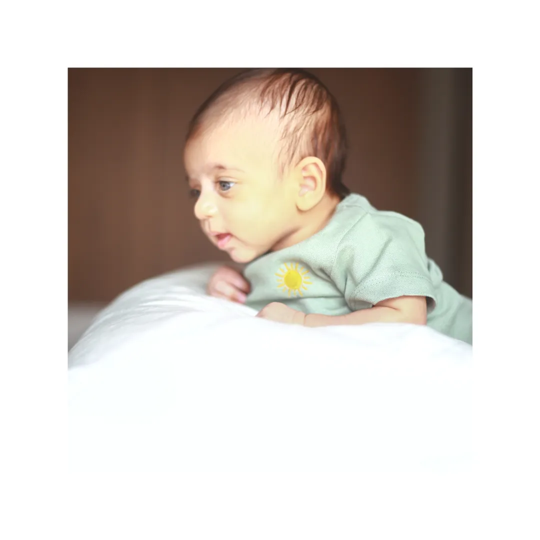 Dulaar Organic Ribbed Cotton Onesie (Set of 2) - Sunny Mustard   Natural Sage