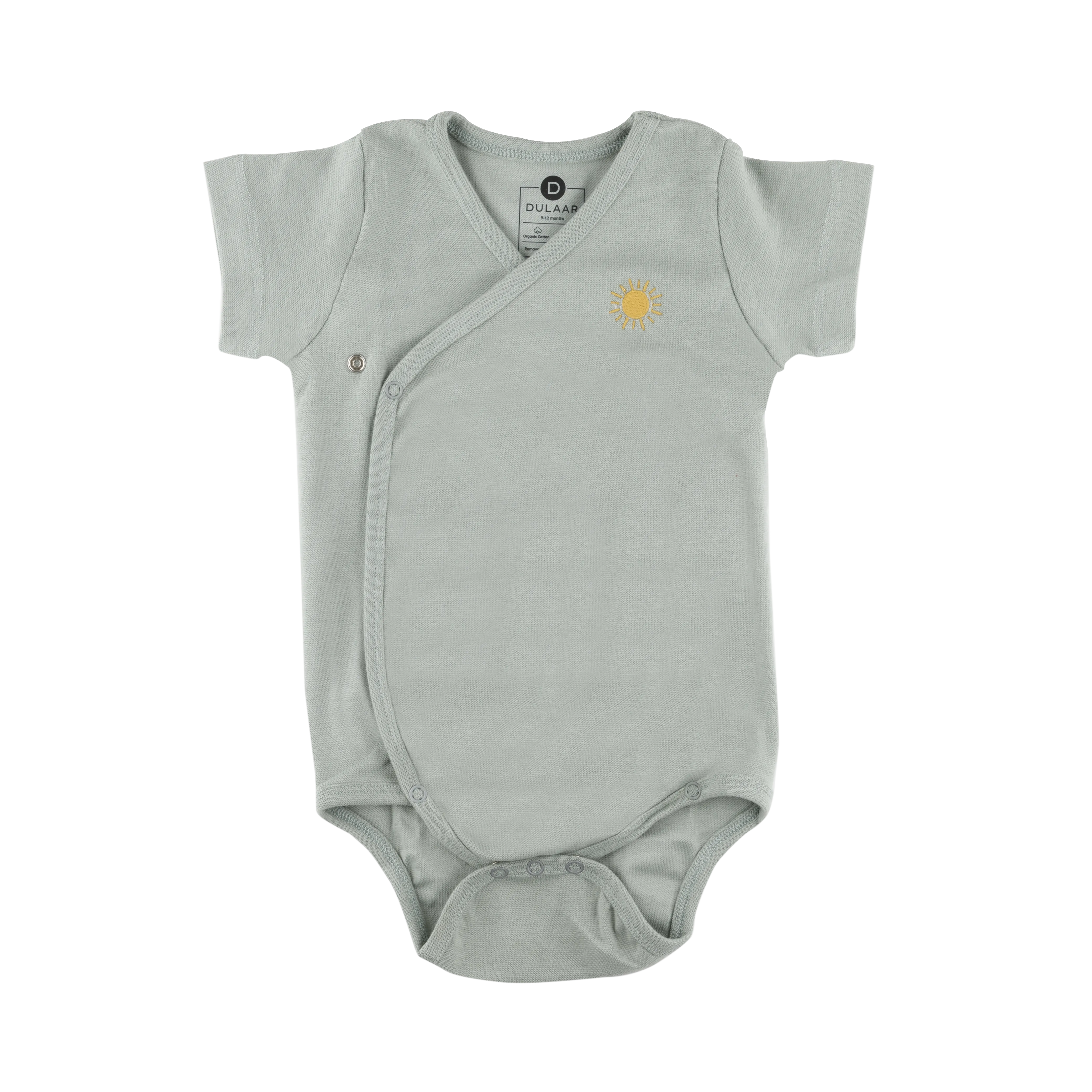 Dulaar Organic Ribbed Cotton Onesie (Set of 2) - Sunny Mustard   Natural Sage