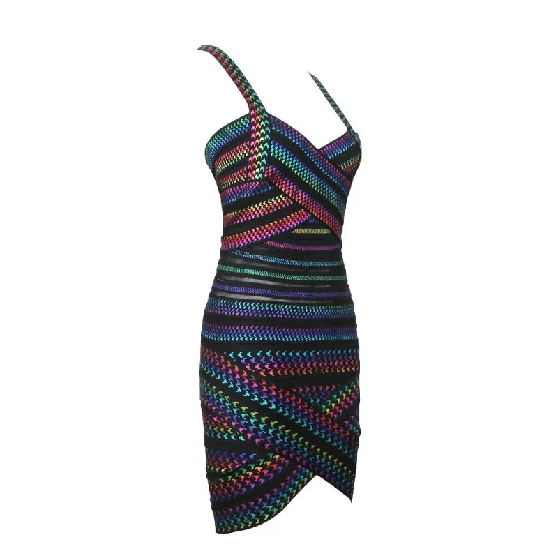 Elegant Bandage Dress  New Women Sexy Spaghetti Strap Clothing Club Party Mini Backless Dress