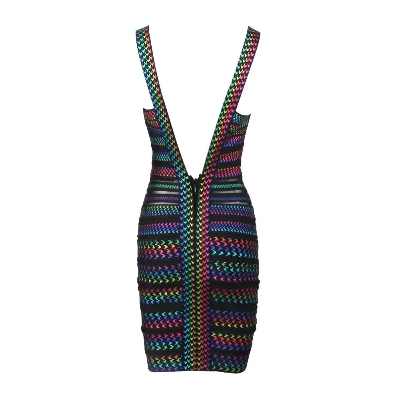 Elegant Bandage Dress  New Women Sexy Spaghetti Strap Clothing Club Party Mini Backless Dress