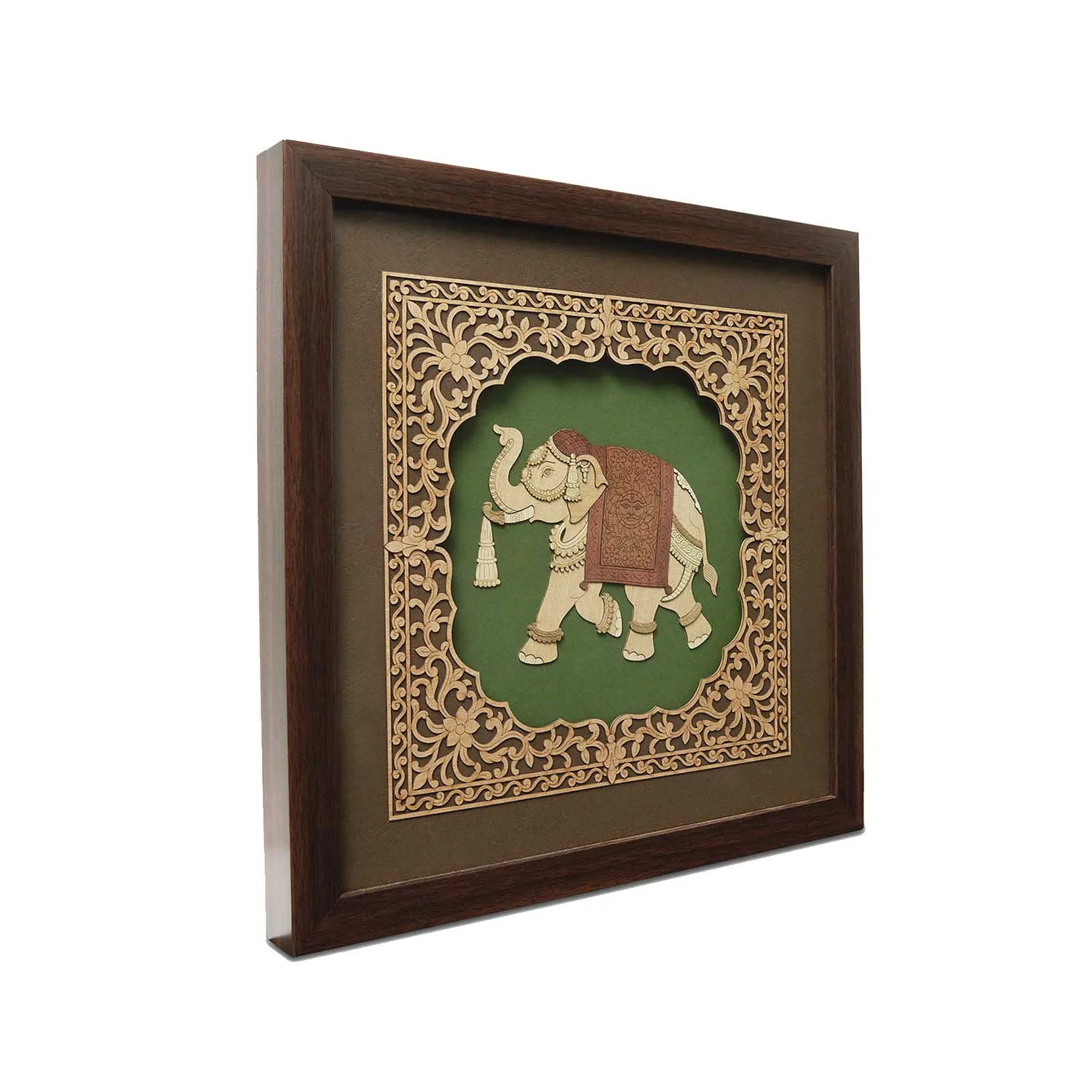 Elephant Wood Art Frame Big 12 in x 12 in