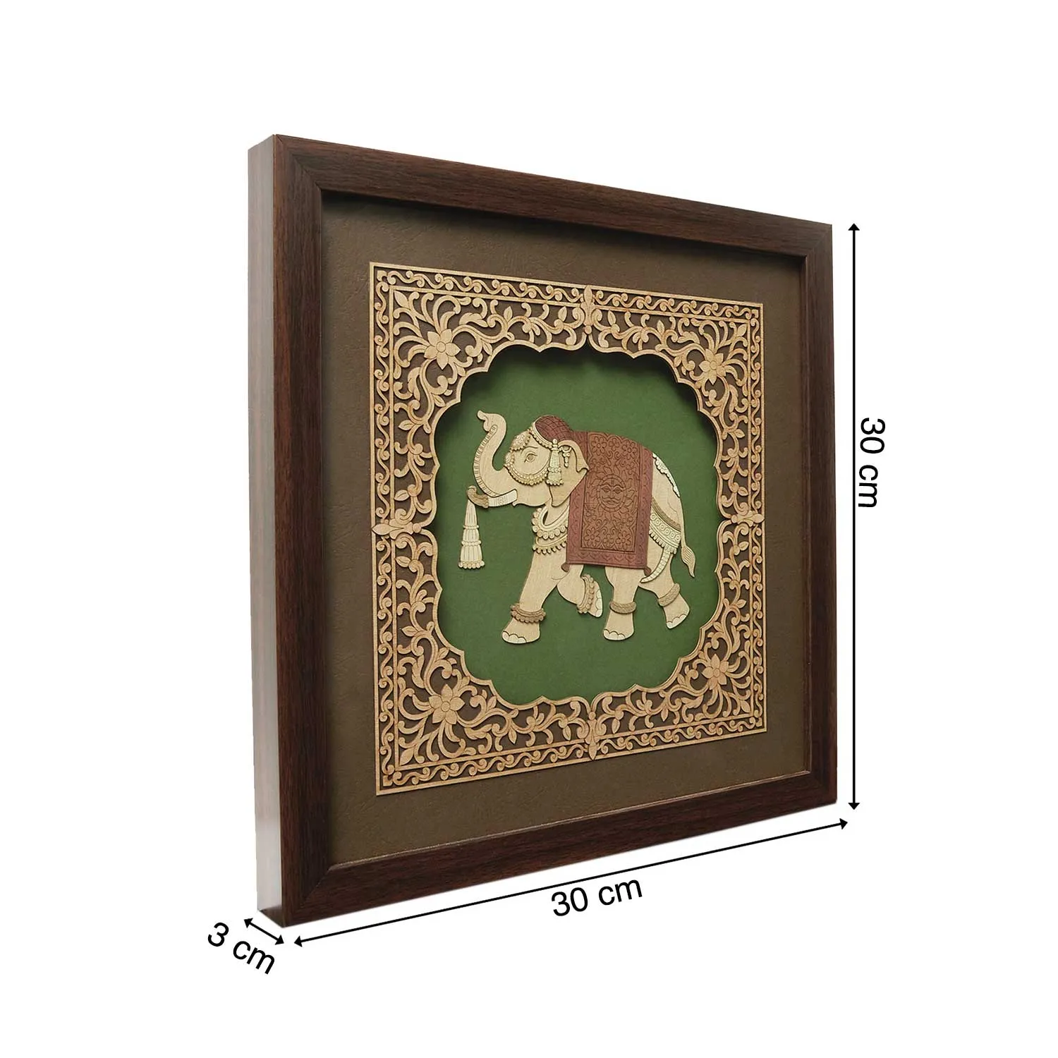 Elephant Wood Art Frame Big 12 in x 12 in