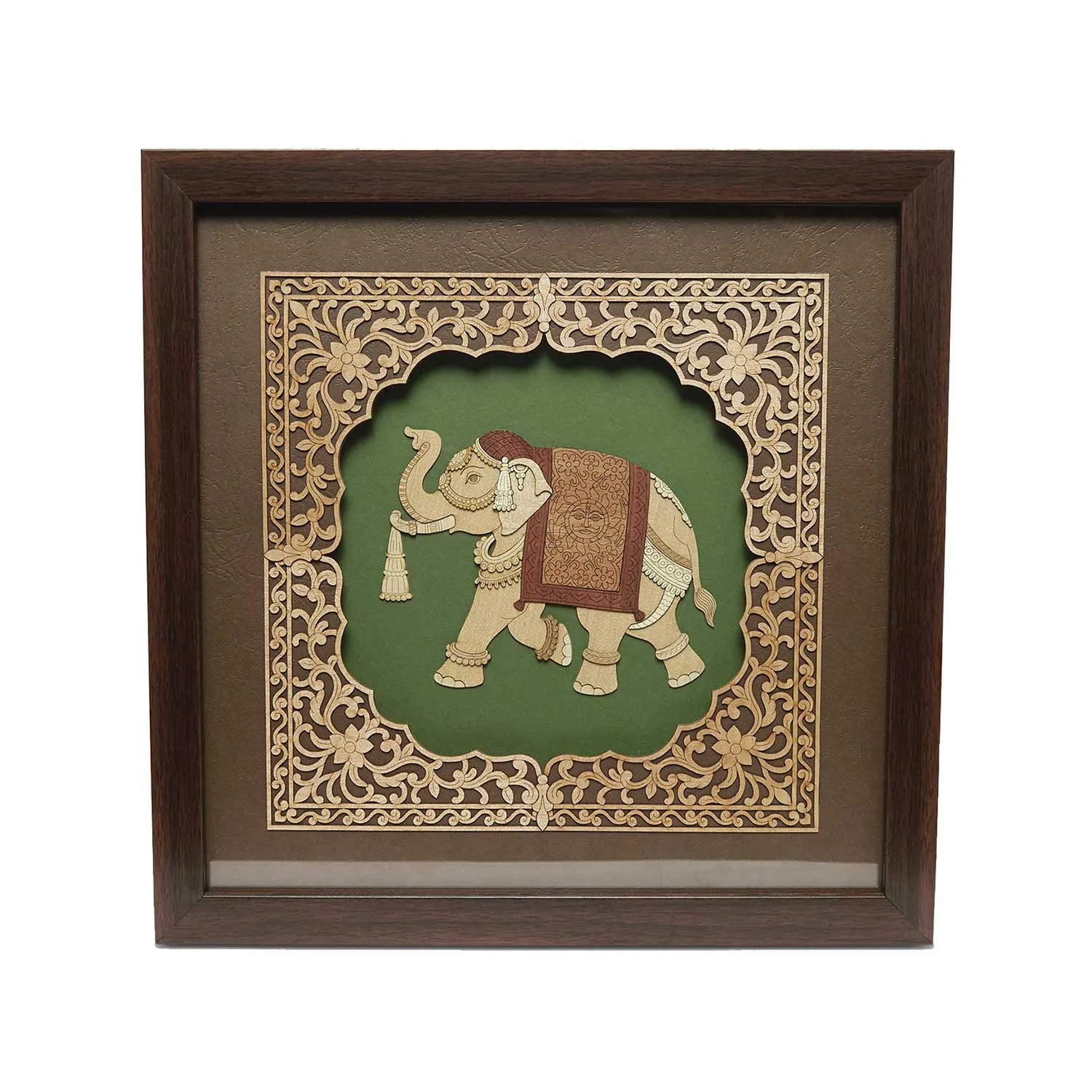 Elephant Wood Art Frame Big 12 in x 12 in