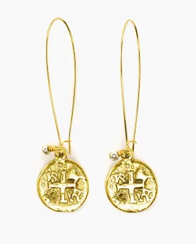 Elongated Wire Coin Earring (ER 35)