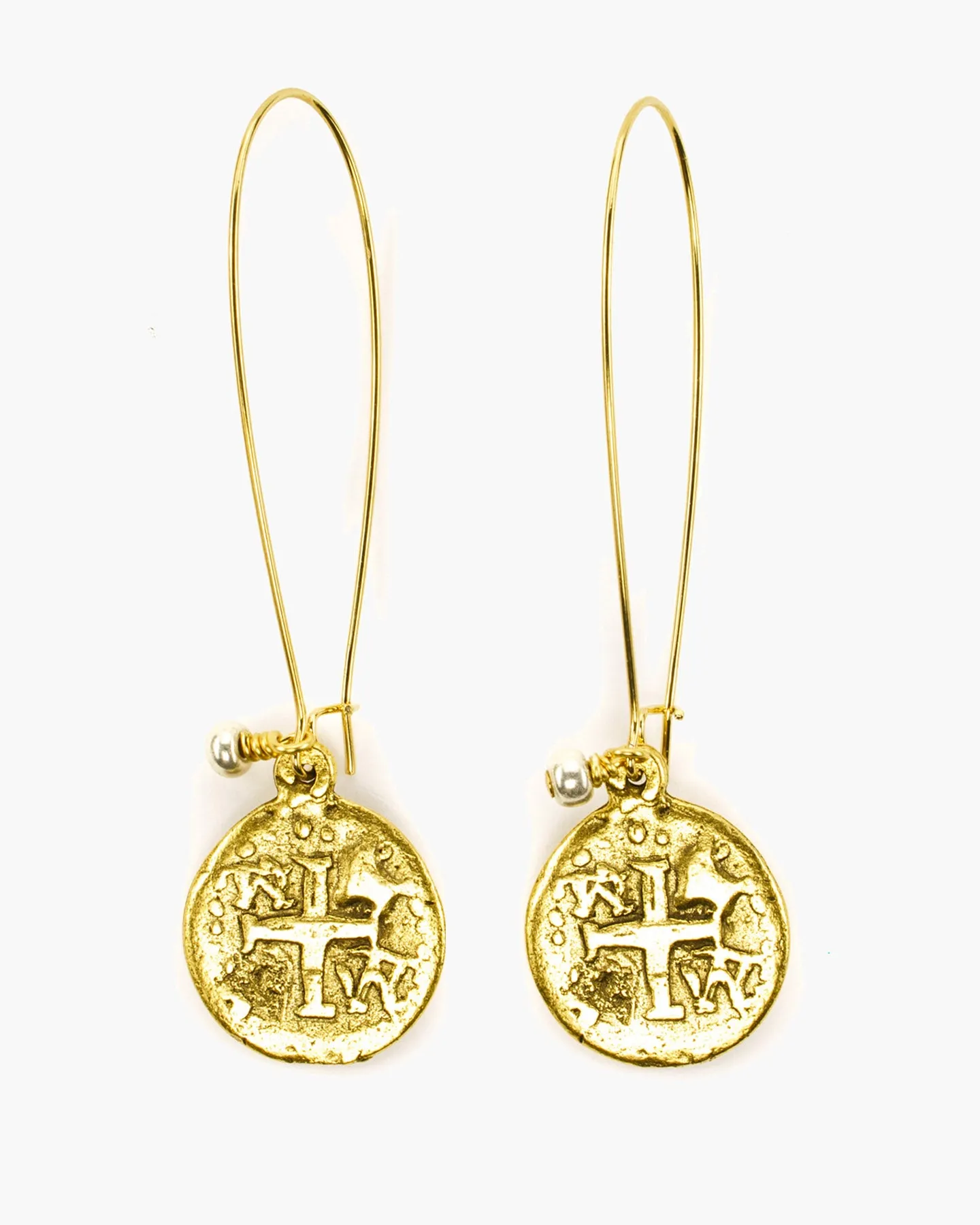 Elongated Wire Coin Earring (ER 35)