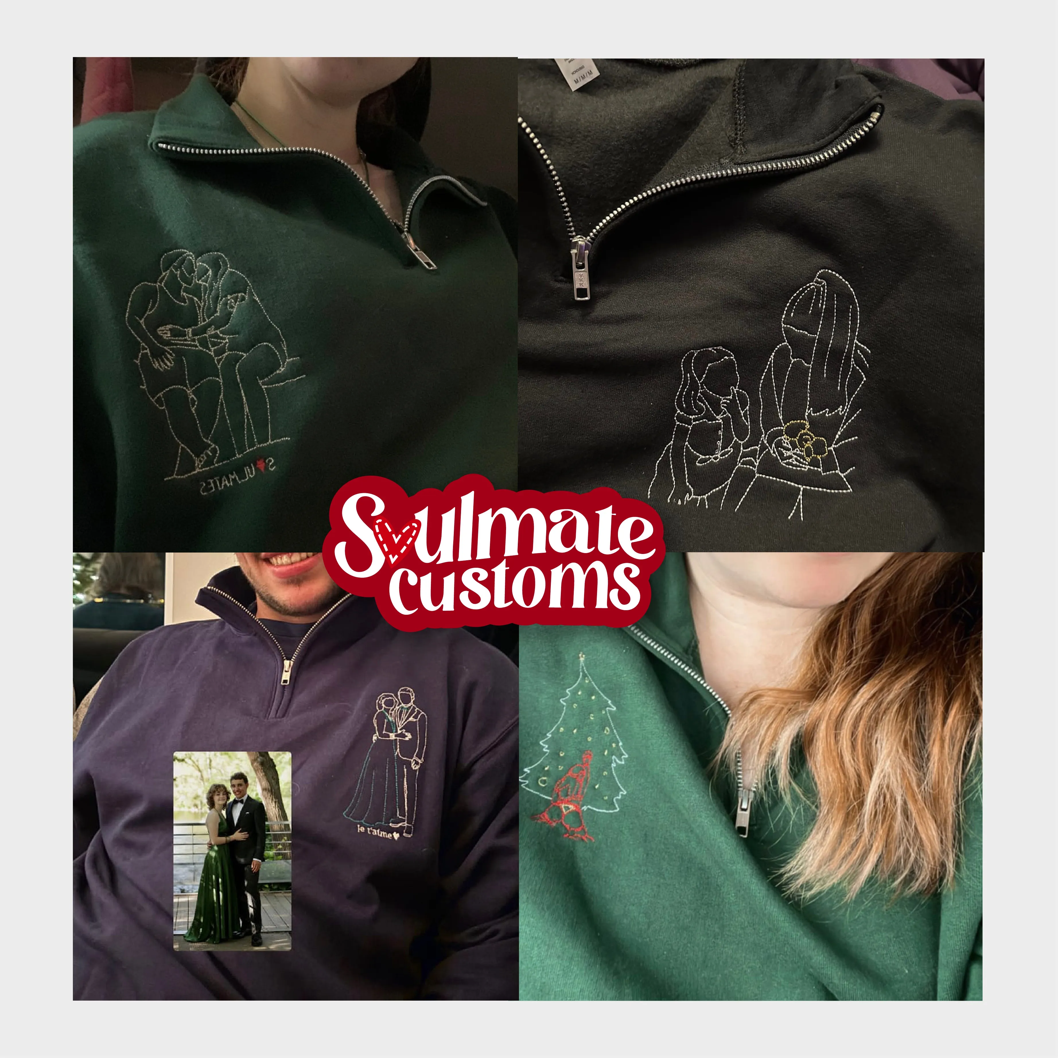 Embroidered Soulmate© Quarter-Zip Sweatshirt