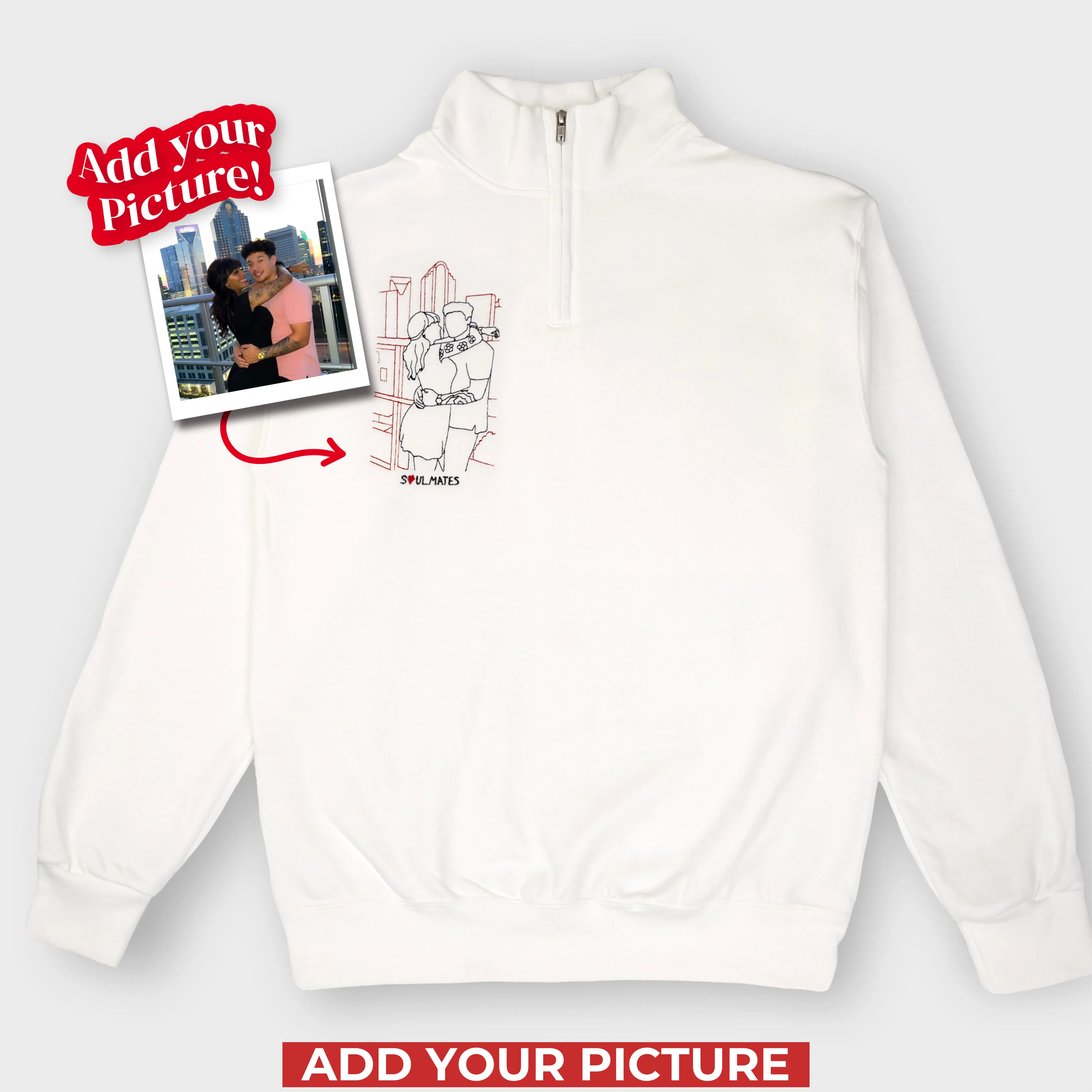 Embroidered Soulmate© Quarter-Zip Sweatshirt