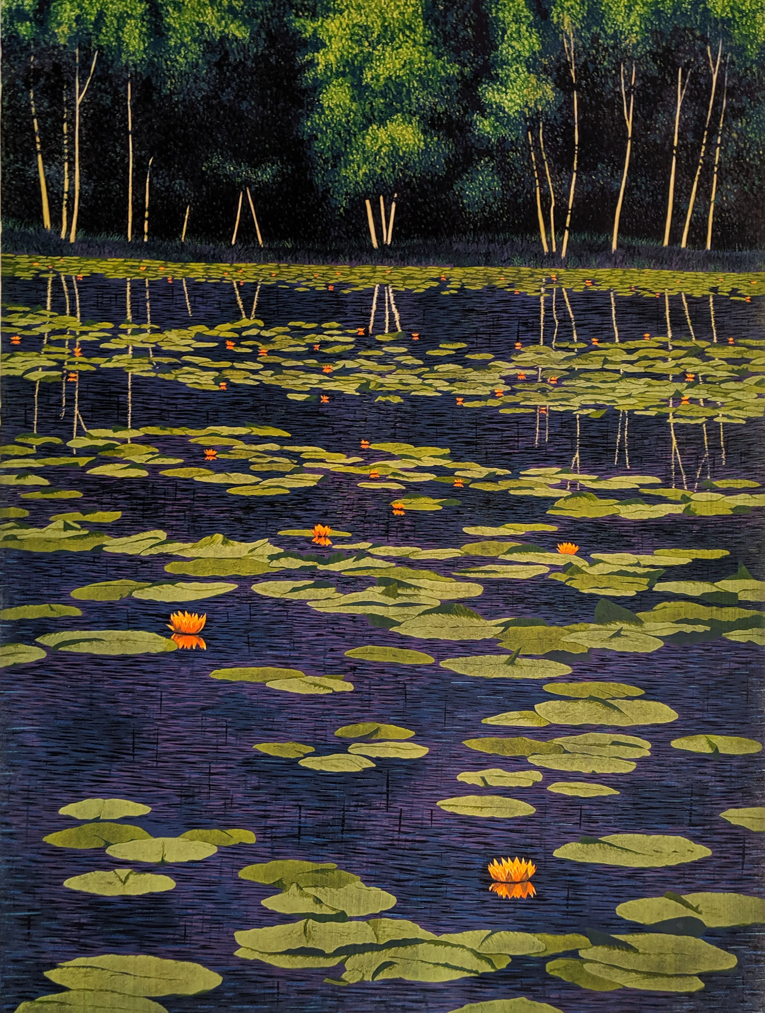 Fire Lilies - Limited Edition Woodblock Print by Gordon Mortensen